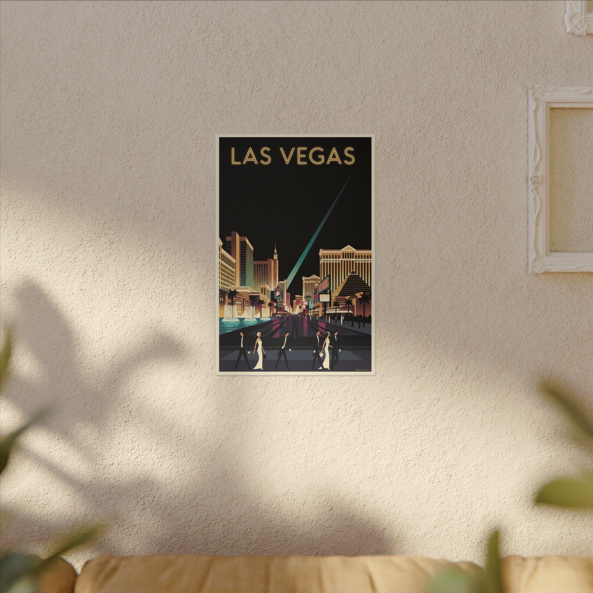 Las Vegas Retro Travel Canvas Print Vintage Night Strip Wall Art