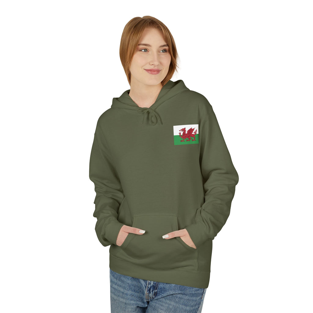 Welsh Dragon Drinking Beer Hoodie — Rugby Pub Fan Pullover