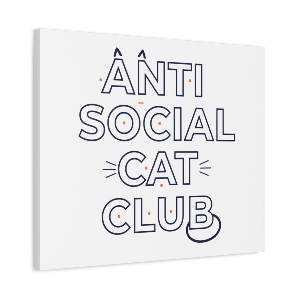 Anti Social Cat Club Canvas | Outline-Only Typography, Hollow Letter Art