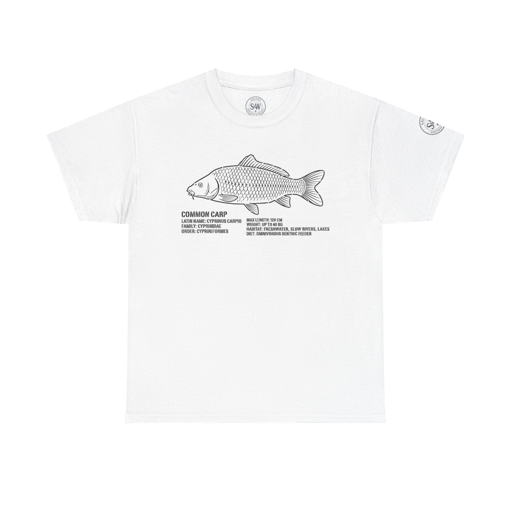 Common Carp Illustration T-Shirt — Fishing Graphic Tee with Species Facts