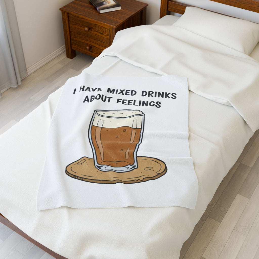 I Have Mixed Drinks About Feelings Velveteen Blanket | sarcastic gratitude, thankful but tired
