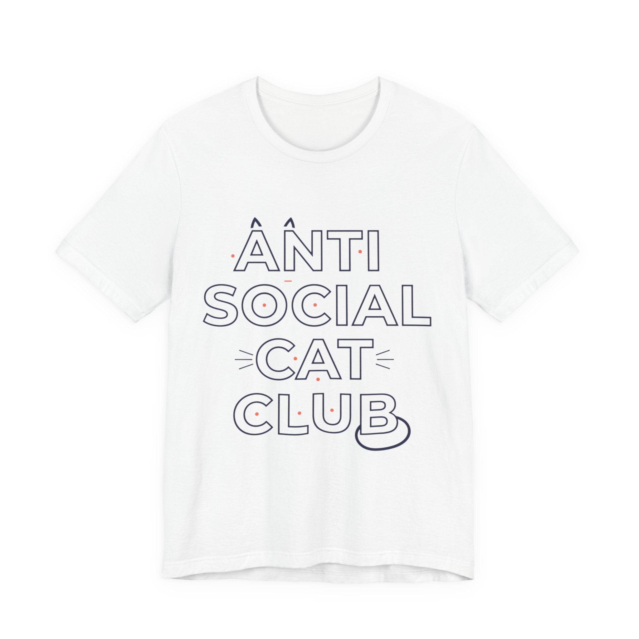 Outline 'ANTI SOCIAL CAT CLUB' Typography Tee | hollow font, minimalist outline text shirt