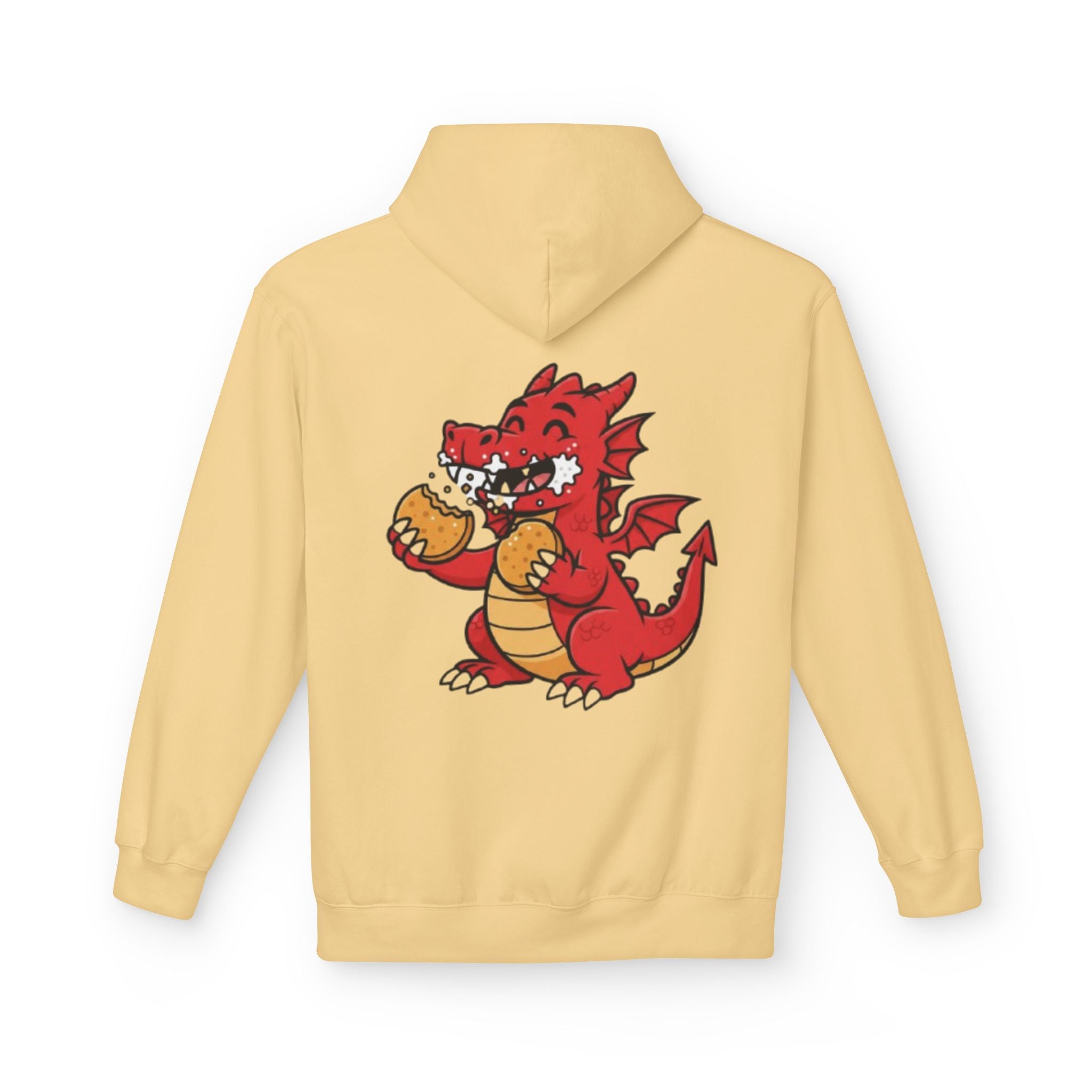 Welsh Dragon Hoodie — Retro Flag Front & Cute Red Dragon Back