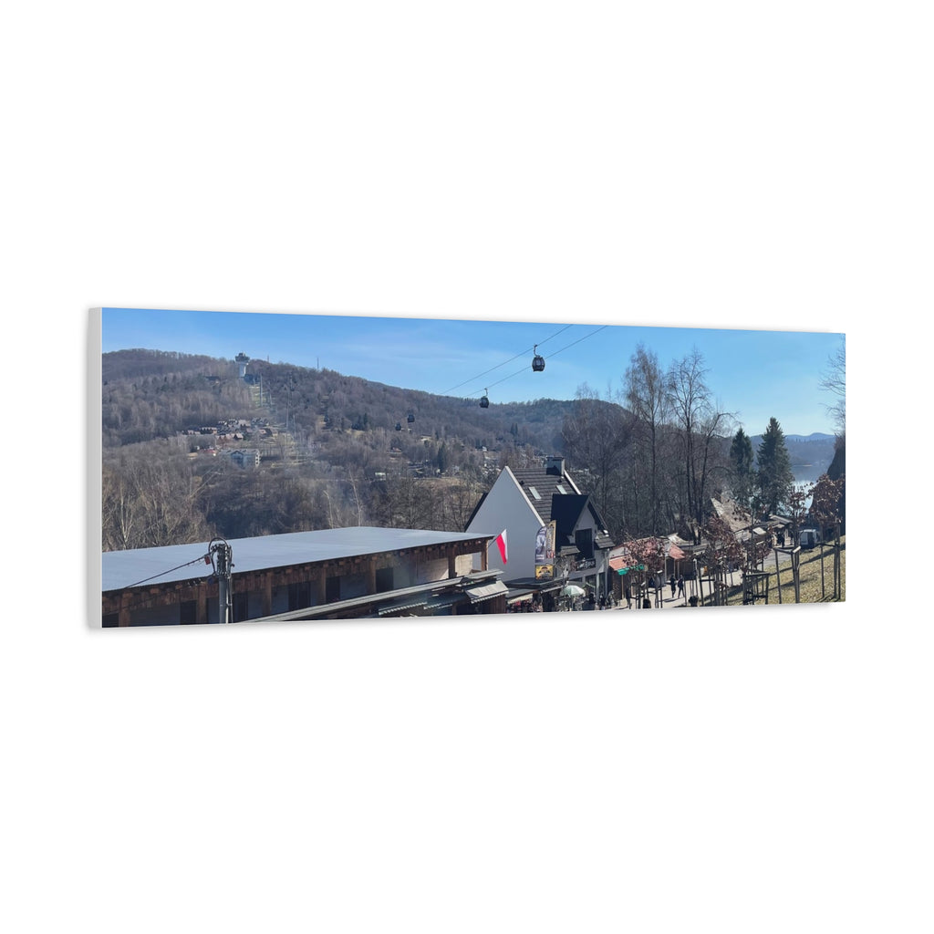 Resort Gondola Matte Canvas Wall Art — Mountain Village Landscape Print