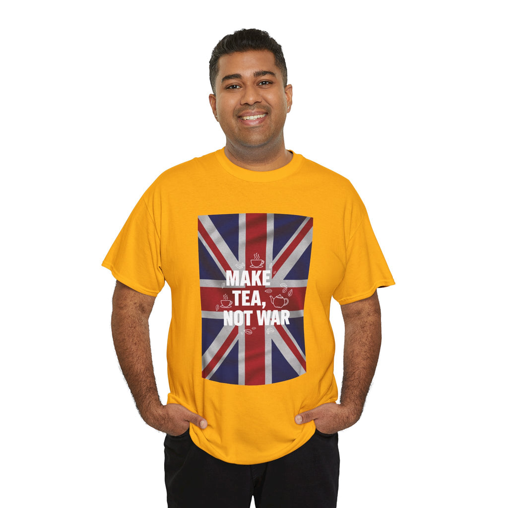 Make Tea, Not War T-Shirt — British Flag Peace Tea Tee