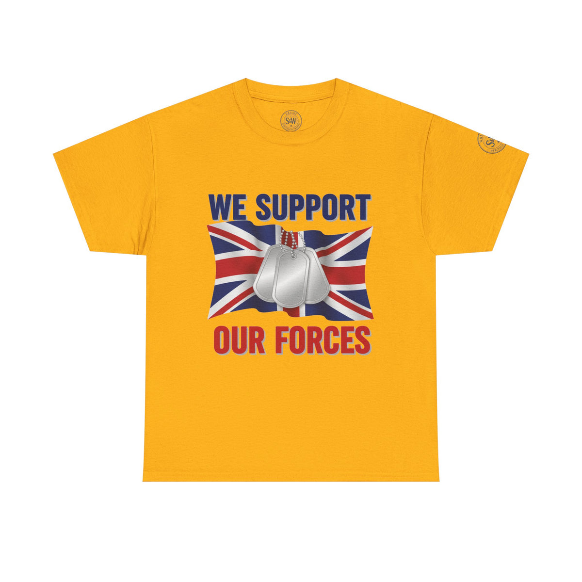 Support Our Forces T-Shirt — Union Jack & Dog Tags Military Tee — product image 5