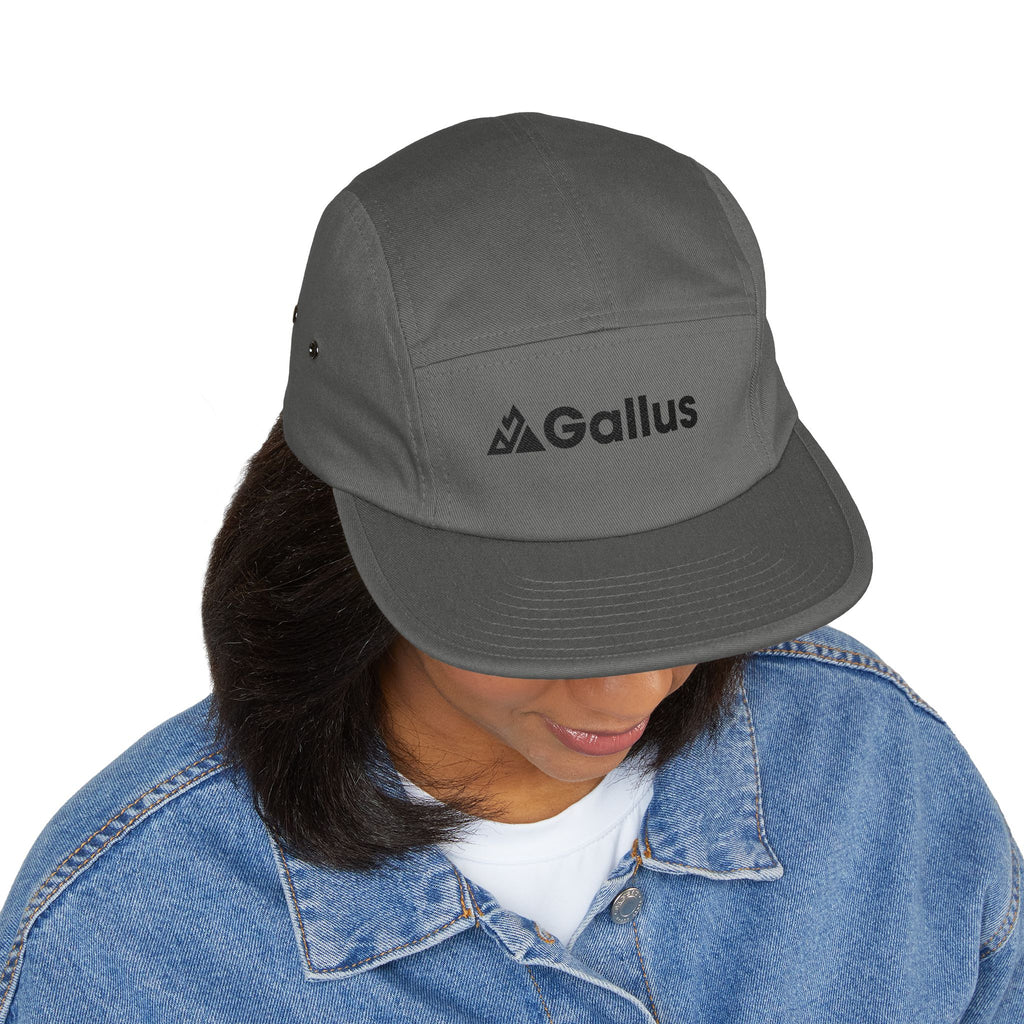 Gallus Embroidered 5-Panel Cap — Minimal Logo Cotton Camper Hat