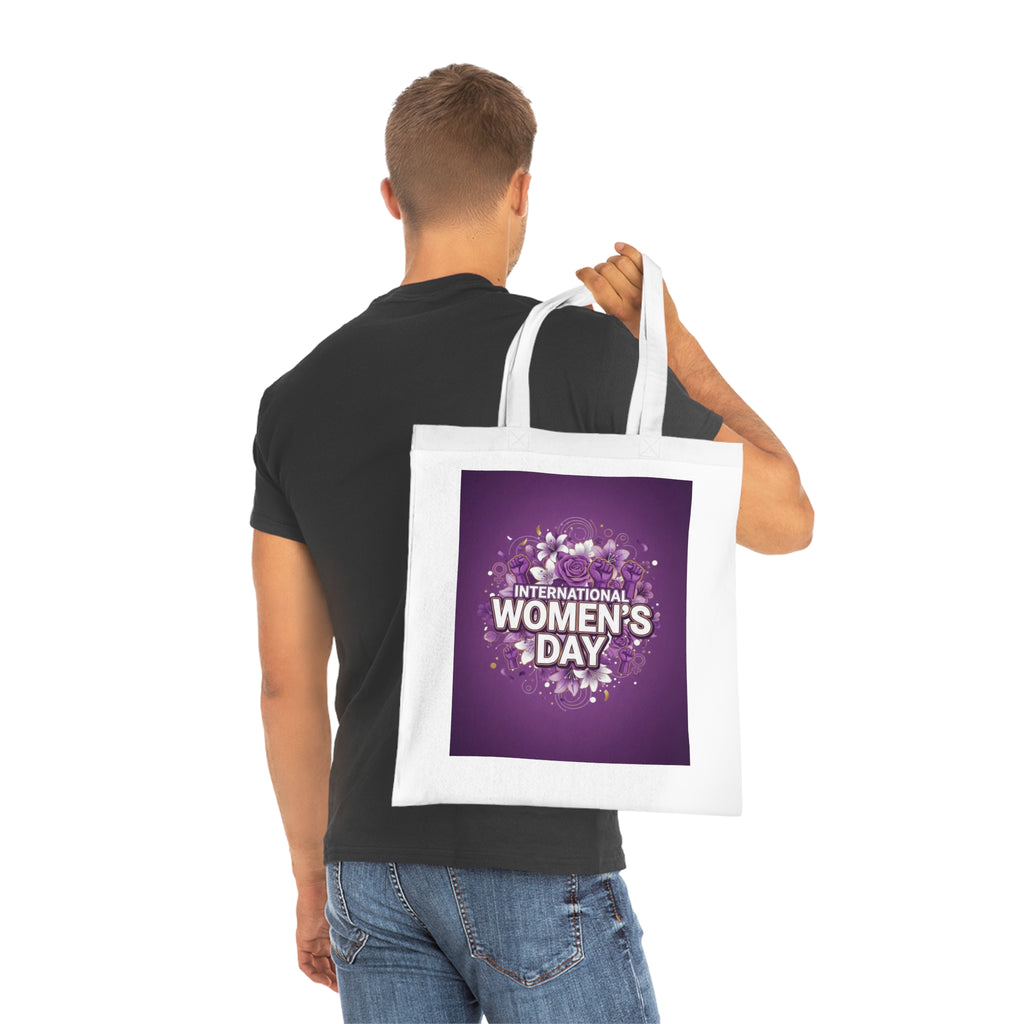 International Women’s Day Cotton Tote — Floral Purple Celebration Bag