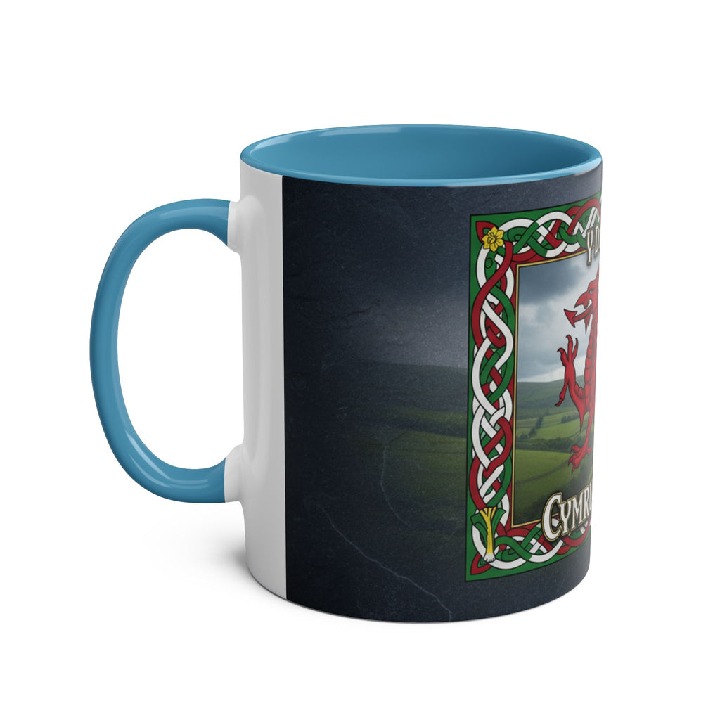 Welsh Dragon Coffee Mug — "Cymru Am Byth" Two-Tone 11oz