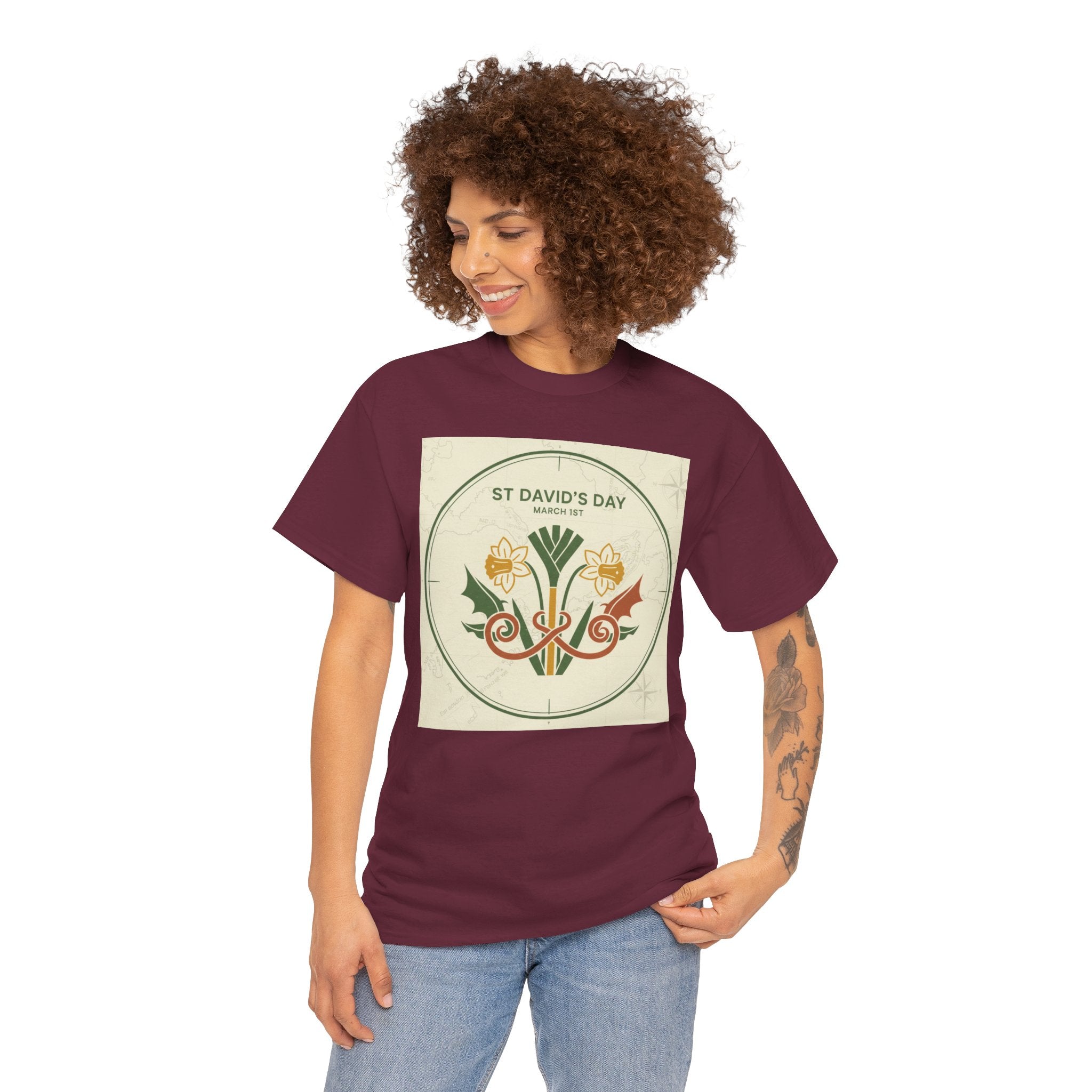 St. David's Day Floral Tee — Welsh Daffodil & Leek Celebration Shirt