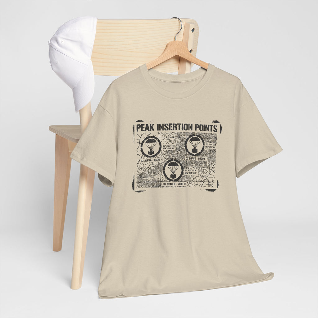 Retro Mountain Schematic Graphic T-Shirt — Technical Diagram Hiking Tee