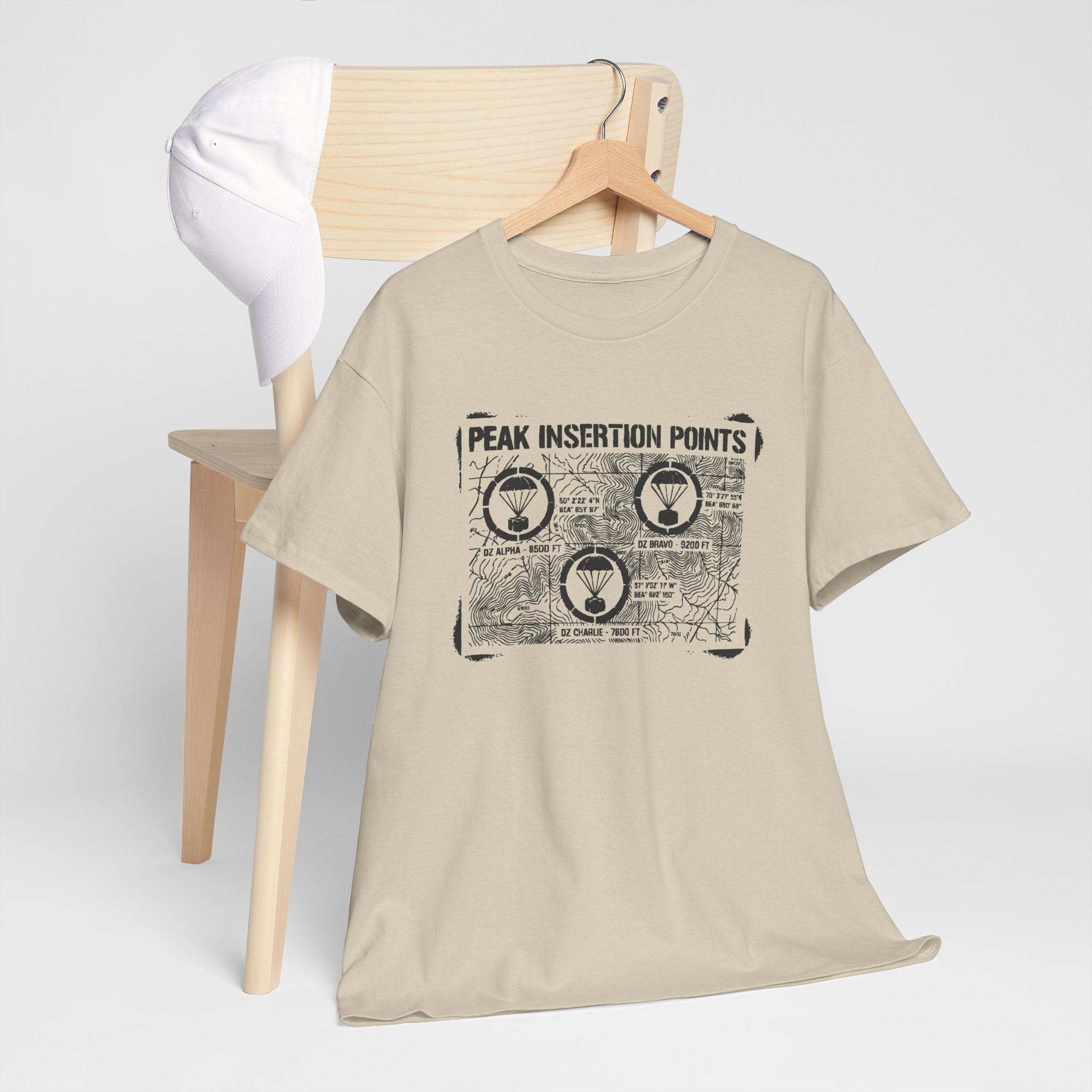 Retro Mountain Schematic Graphic T-Shirt — Technical Diagram Hiking Tee