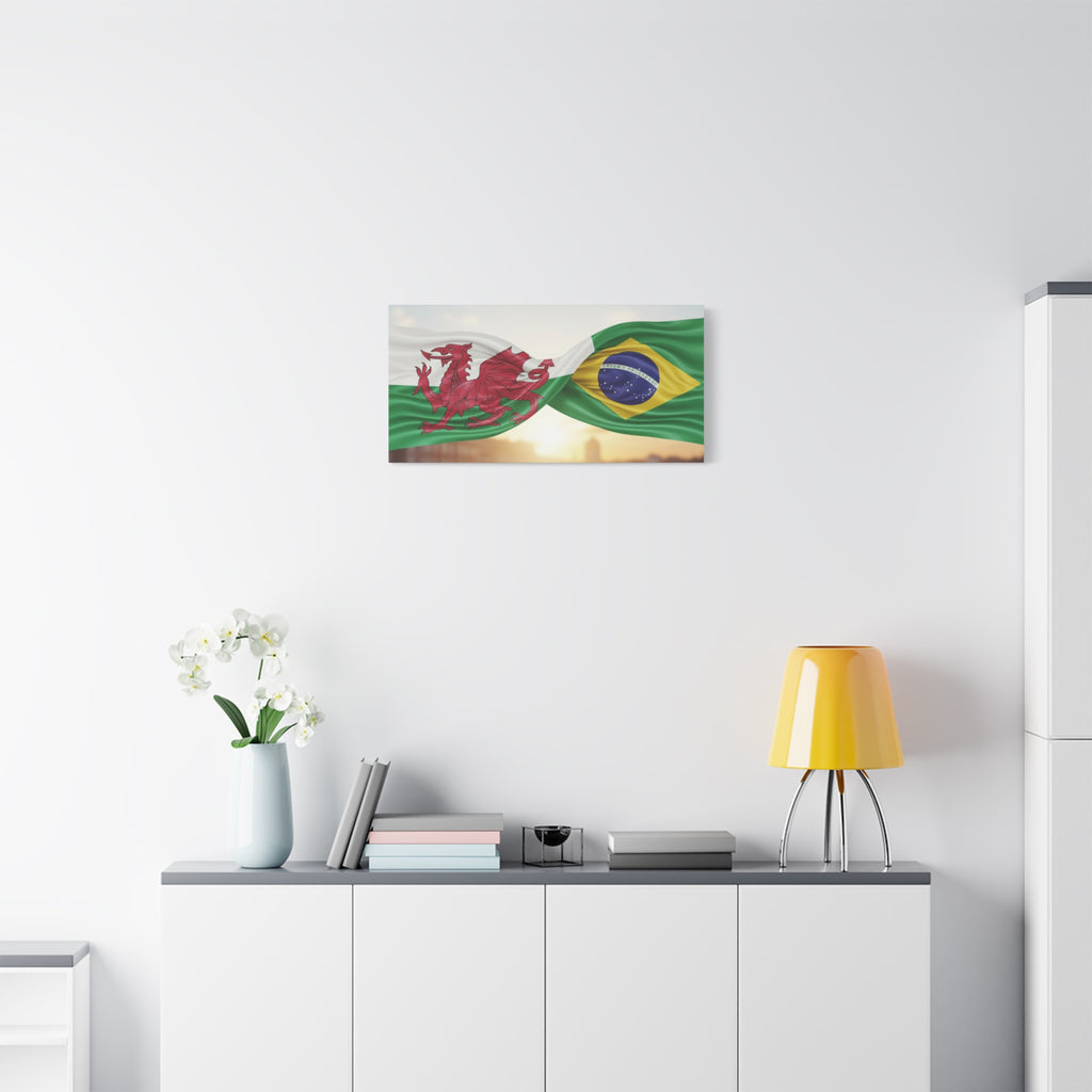 Wales × Brazil Flag Canvas Print — Stretched Matte Wall Art