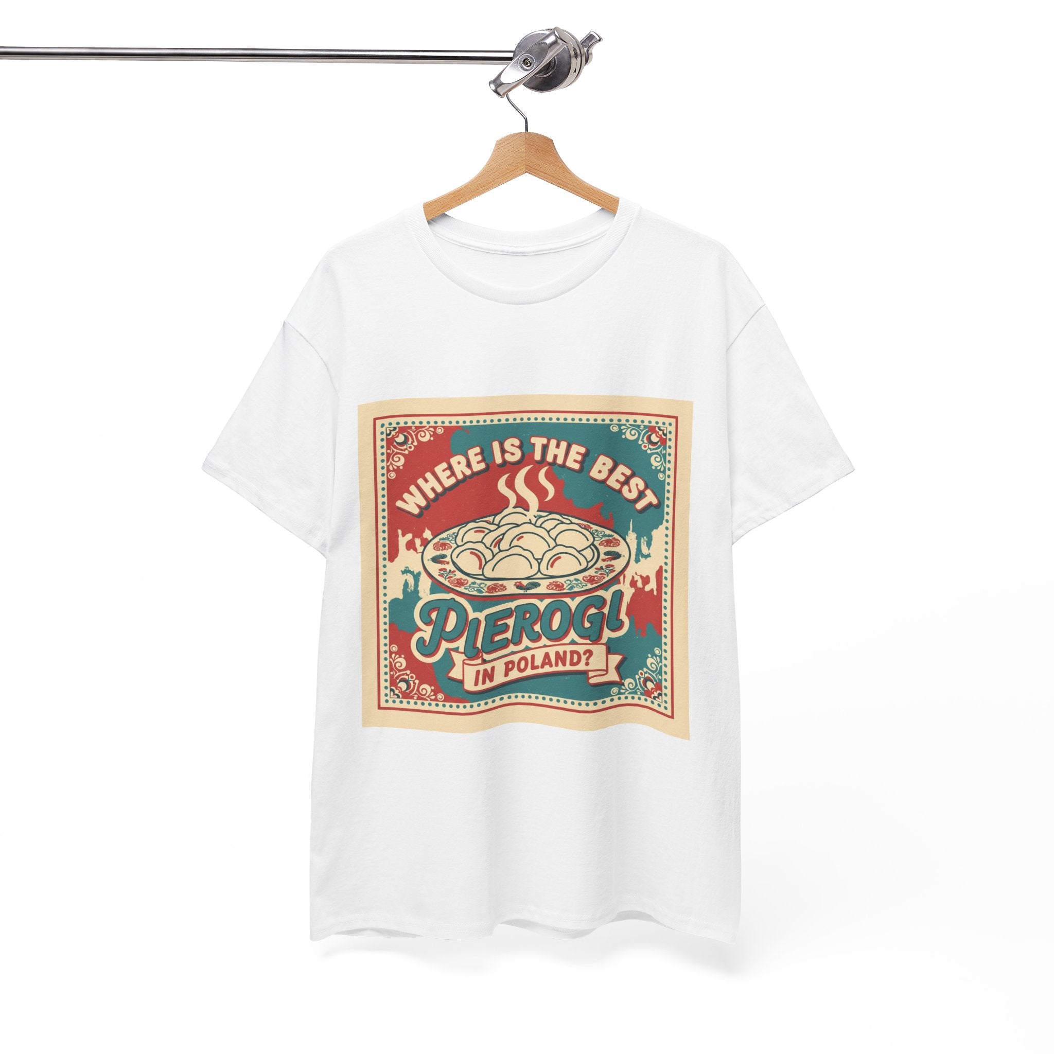Pierogi in Poland T-Shirt — Retro 'Where Is The Best Pierogi' Polish Food Tee