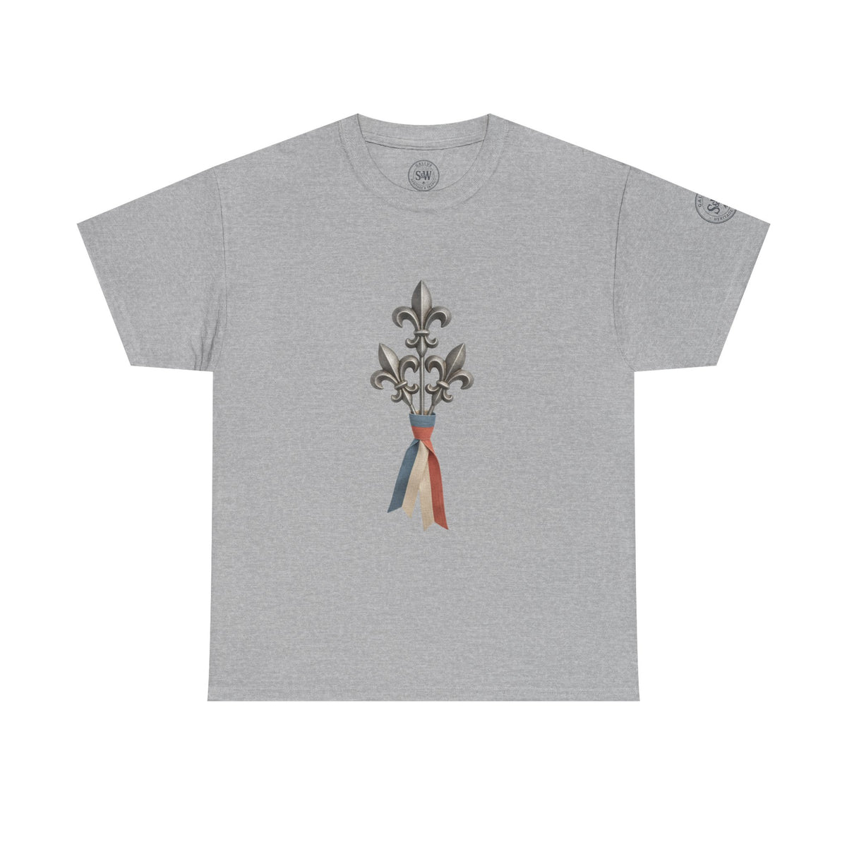 French Fleur-de-Lis T-Shirt — Heritage Ribbon Crest Tee — product image 4