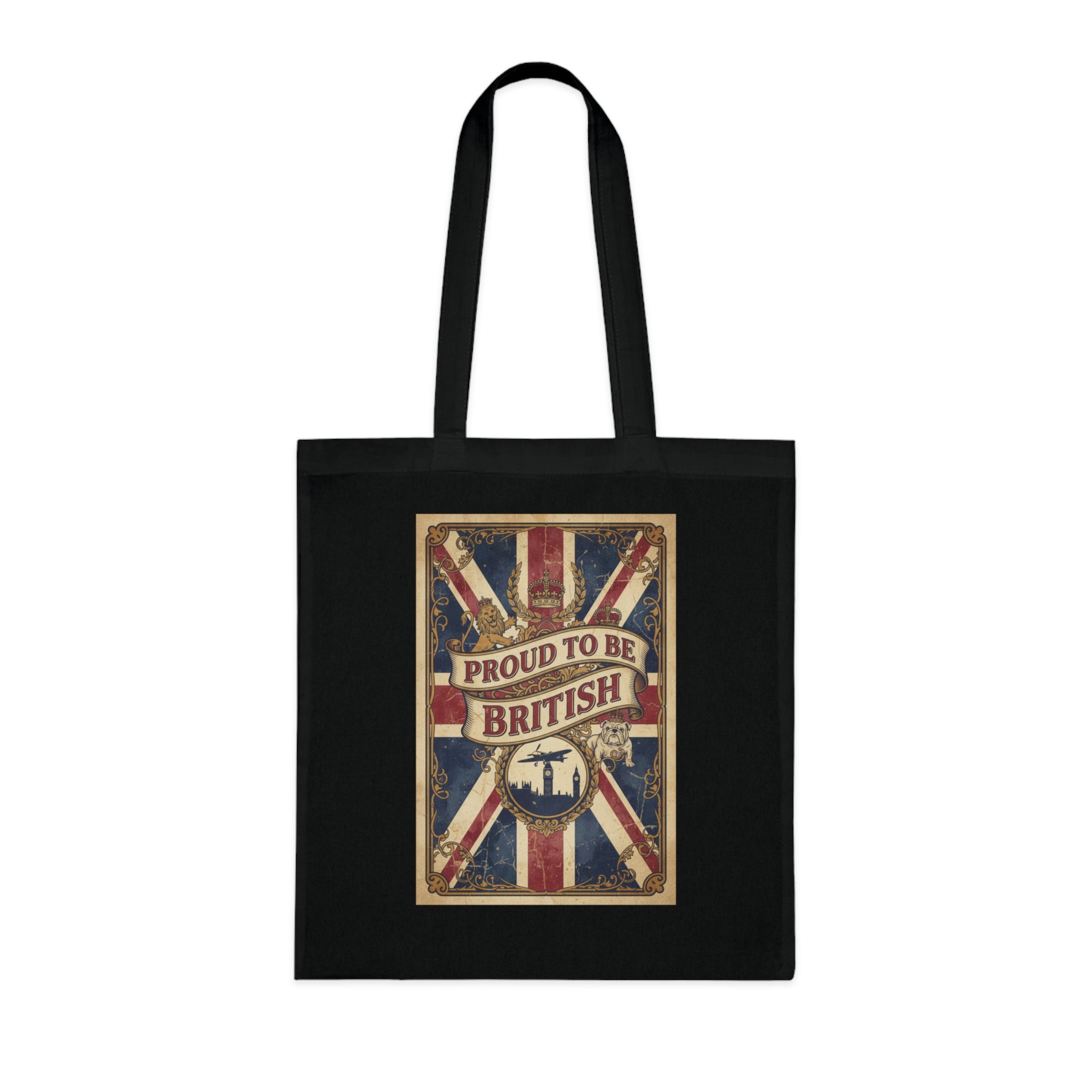 Proud to Be British Cotton Tote Bag — Union Jack Retro Flag Shopper
