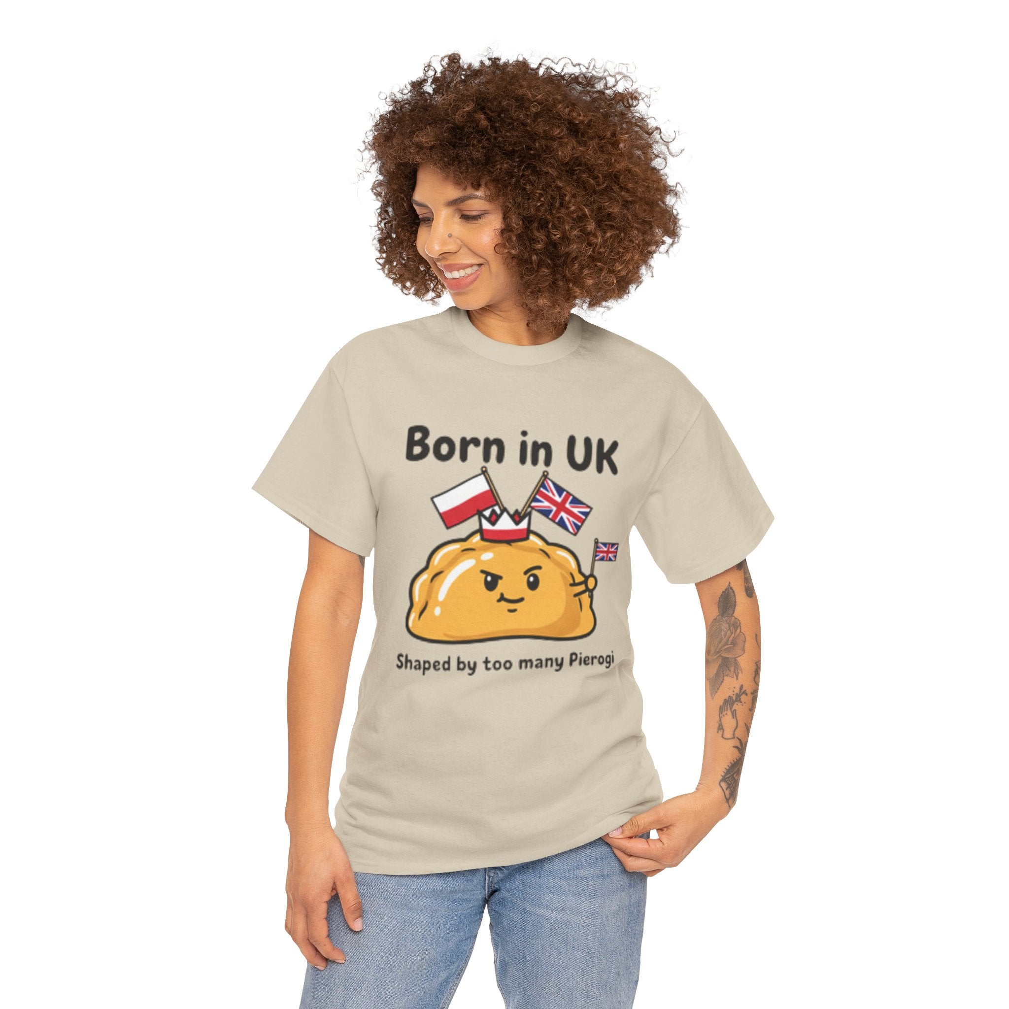 Born in UK Pierogi T‑Shirt — Funny Polish‑British Pride Tee