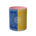 Sunflower Mandala Two-Tone Coffee Mug — Blue & Yellow 11oz