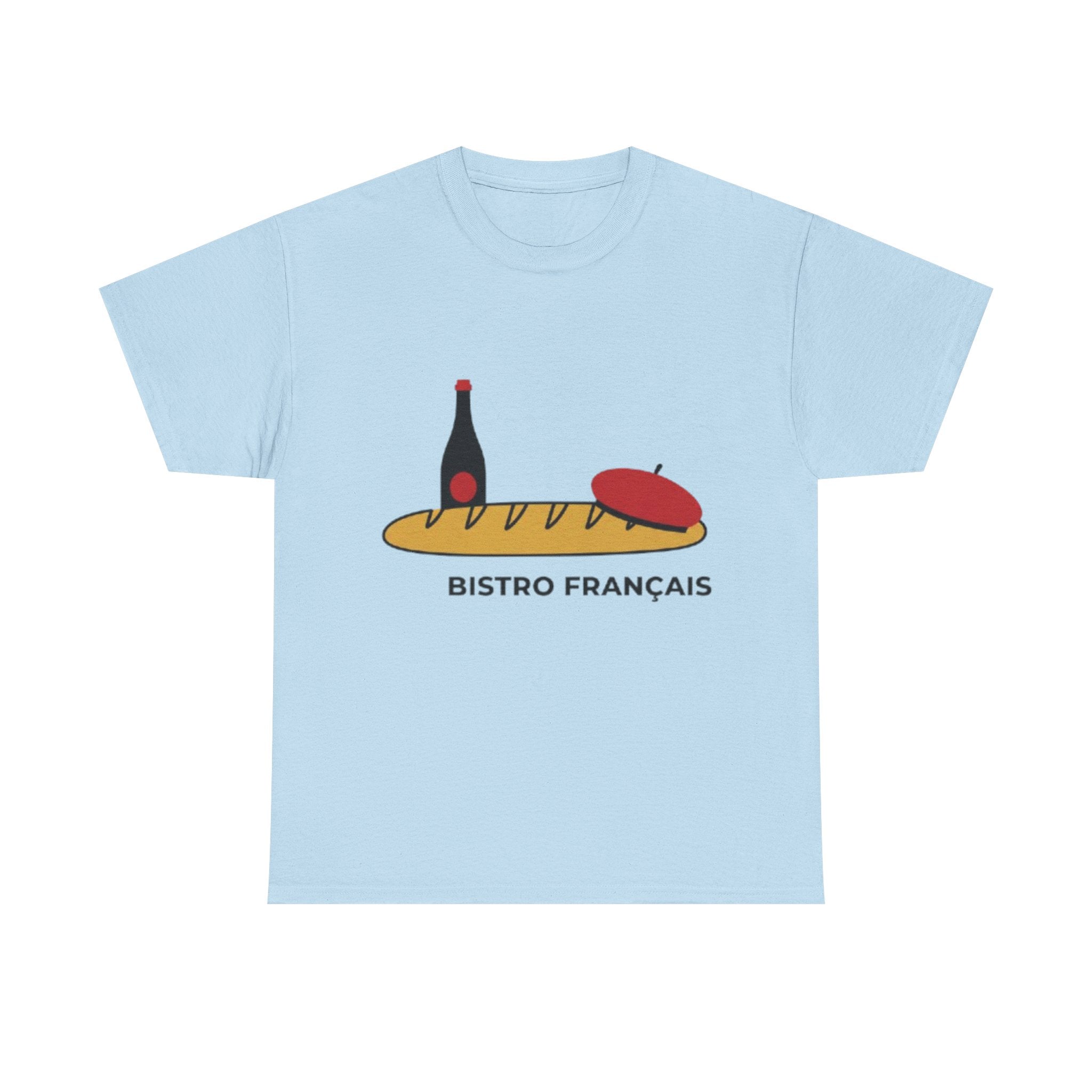 French Bistro Tee — 'Bistro Français' Bread, Wine & Beret Graphic Shirt