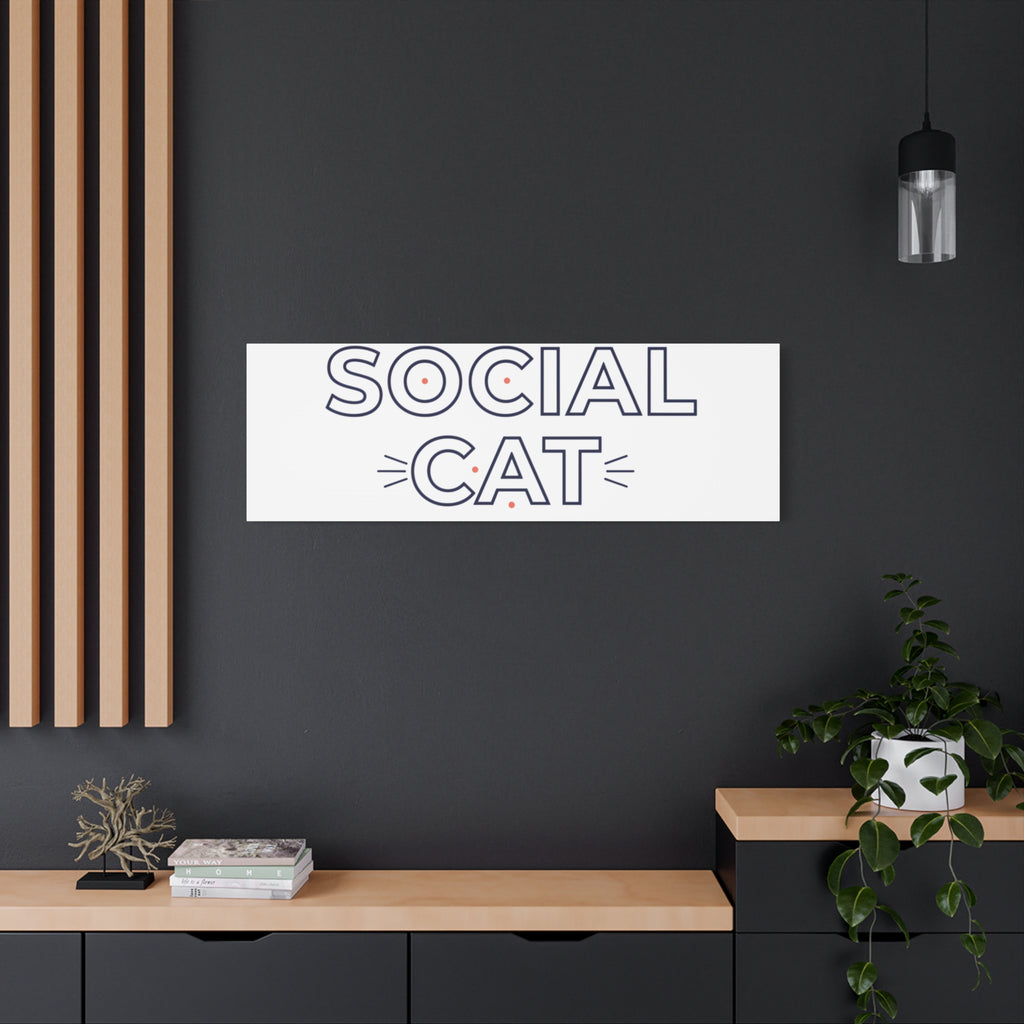 Anti Social Cat Club Canvas | Outline-Only Typography, Hollow Letter Art