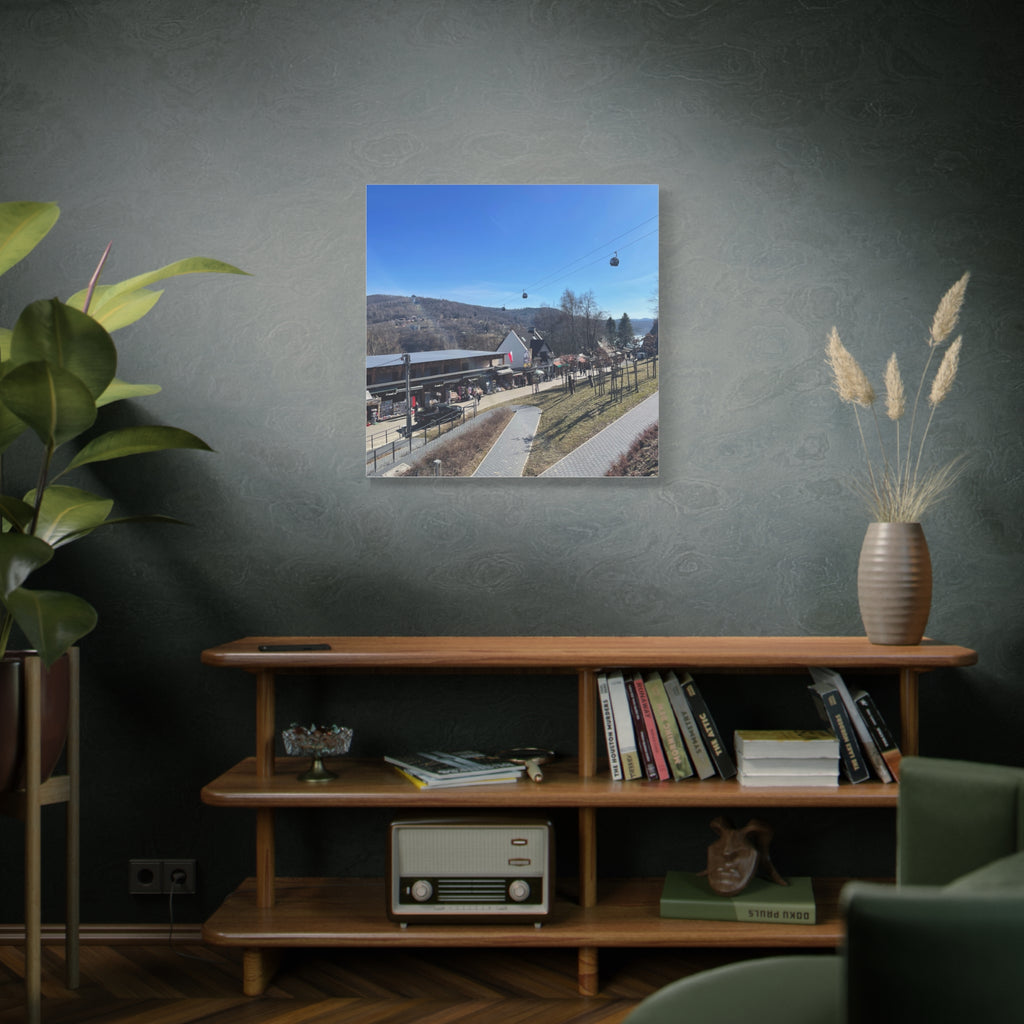 Resort Gondola Matte Canvas Wall Art — Mountain Village Landscape Print