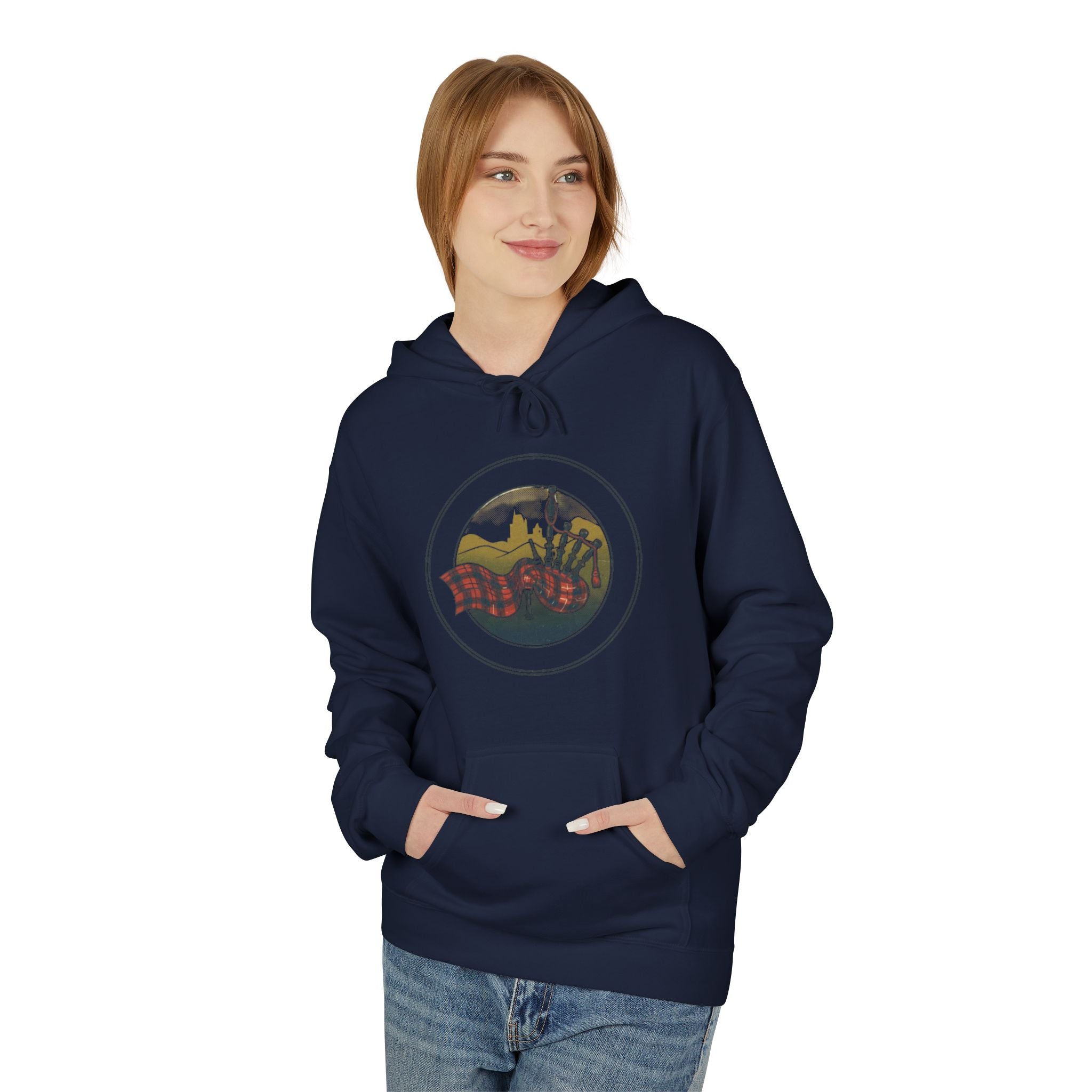 Vintage Mountain Waves Hoodie — Retro Scenic Nature Graphic