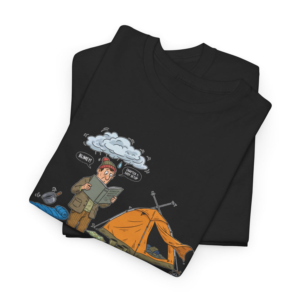 Retro Mountain Camping Graphic T-Shirt — Vintage Campfire Adventure Tee