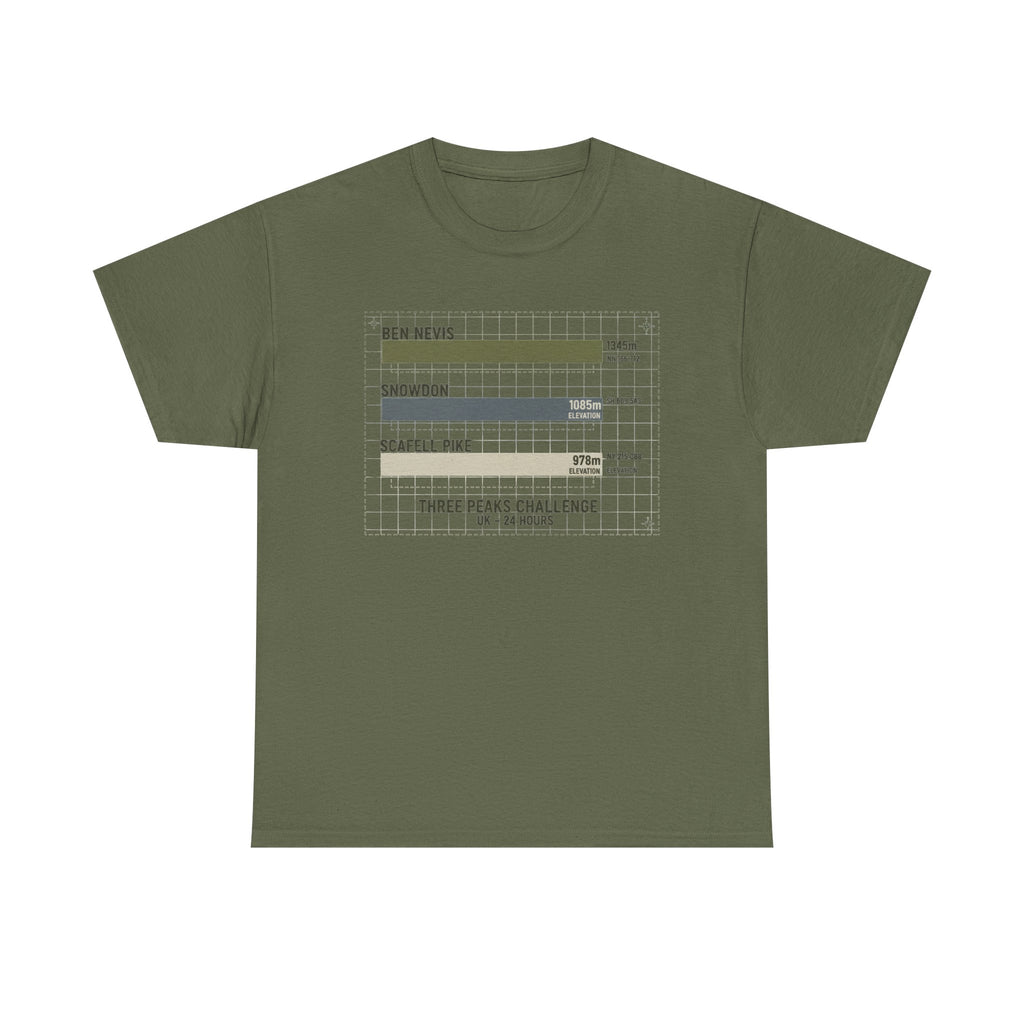 Three Peaks Challenge Graphic T-Shirt — Retro UK Mountain Hiking Tee