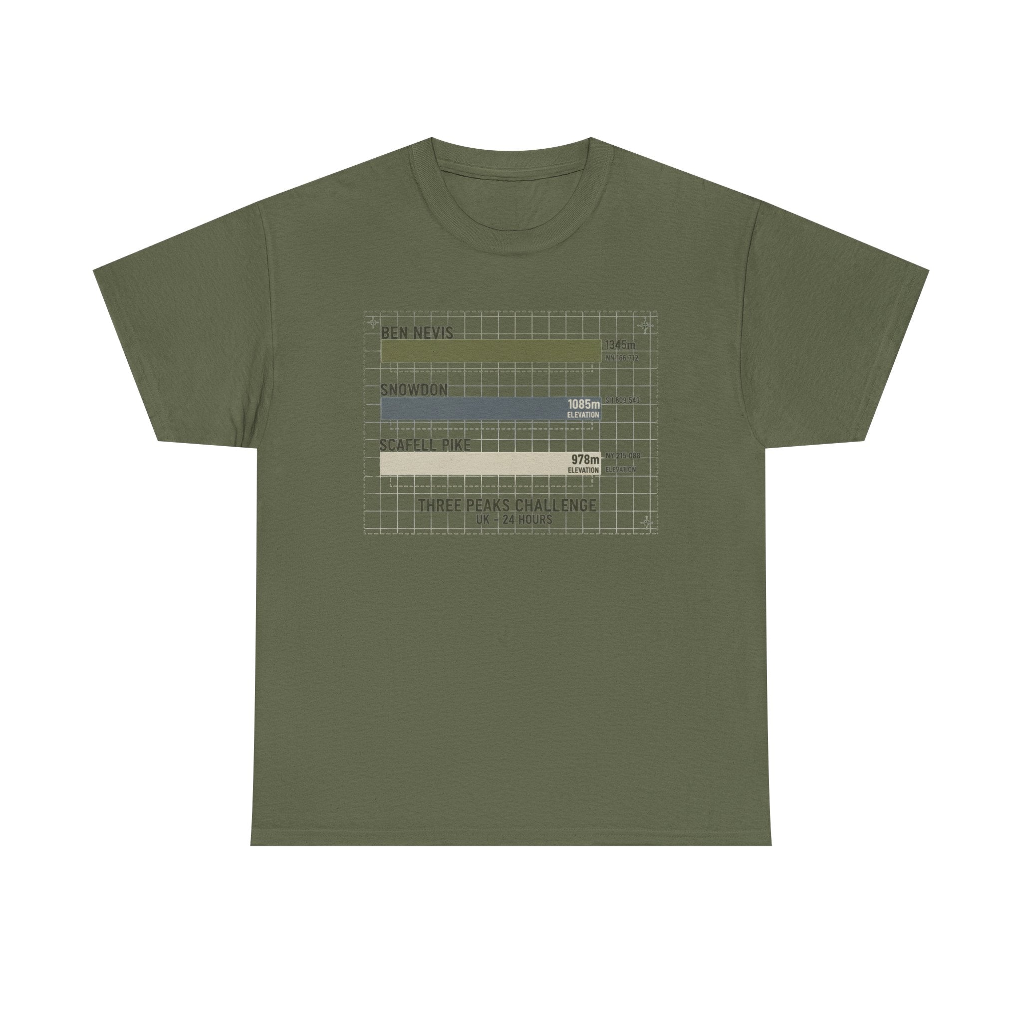 Three Peaks Challenge Graphic T-Shirt — Retro UK Mountain Hiking Tee