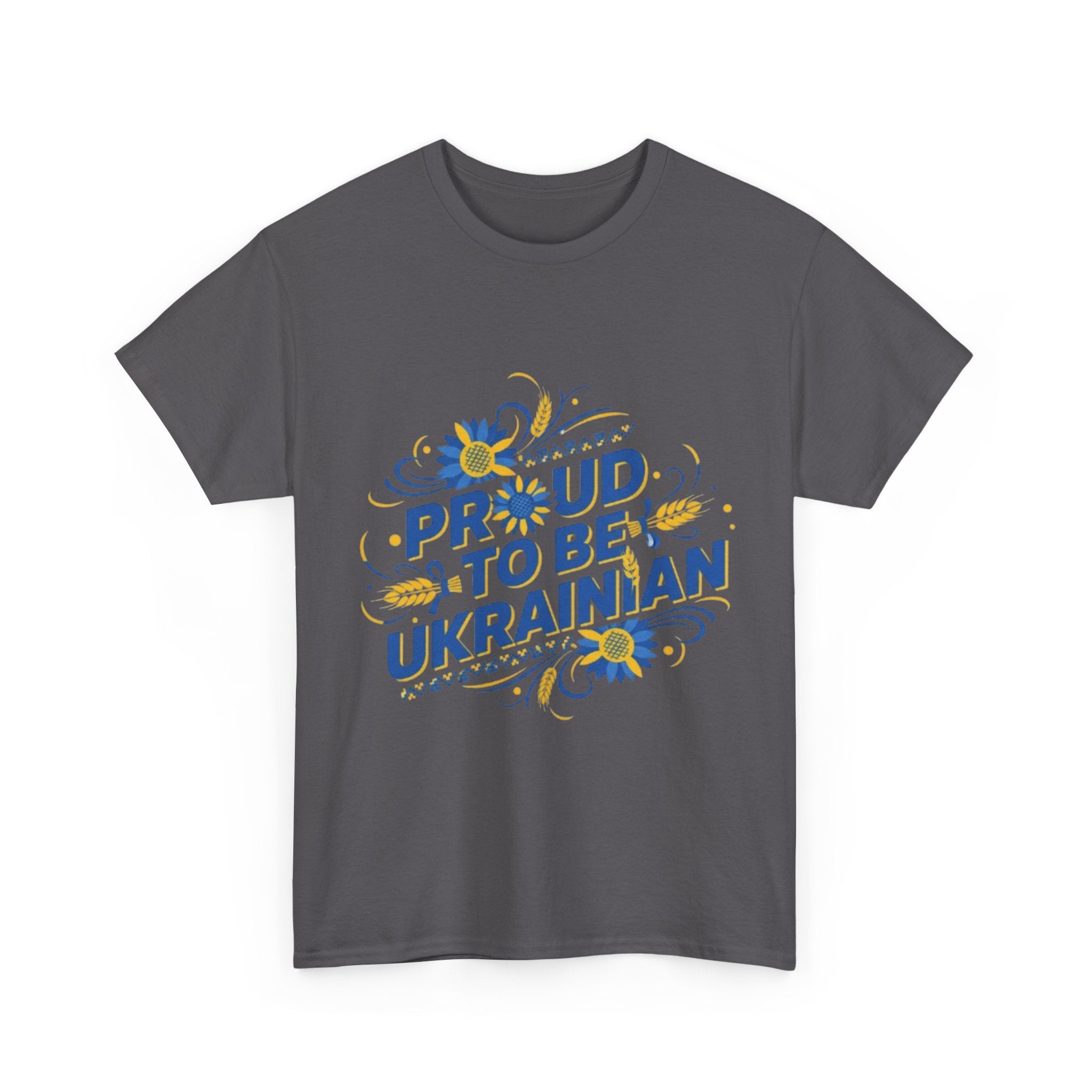 Proud to Be Ukrainian T-Shirt — Blue & Yellow Floral Pride Tee