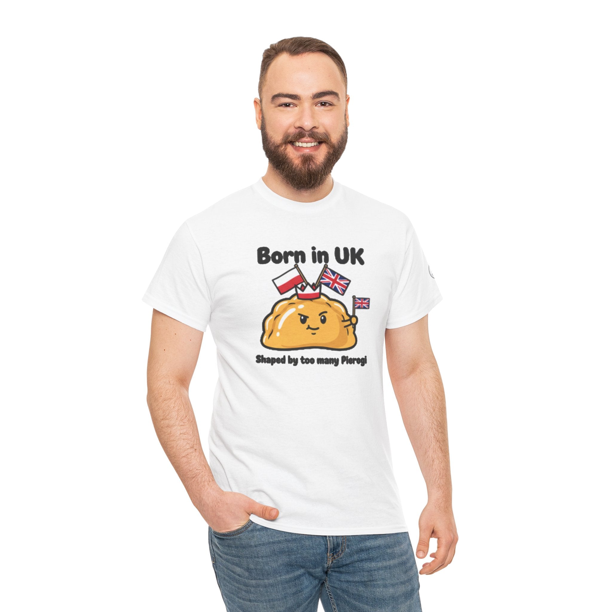 Born in UK Pierogi T‑Shirt — Funny Polish‑British Pride Tee