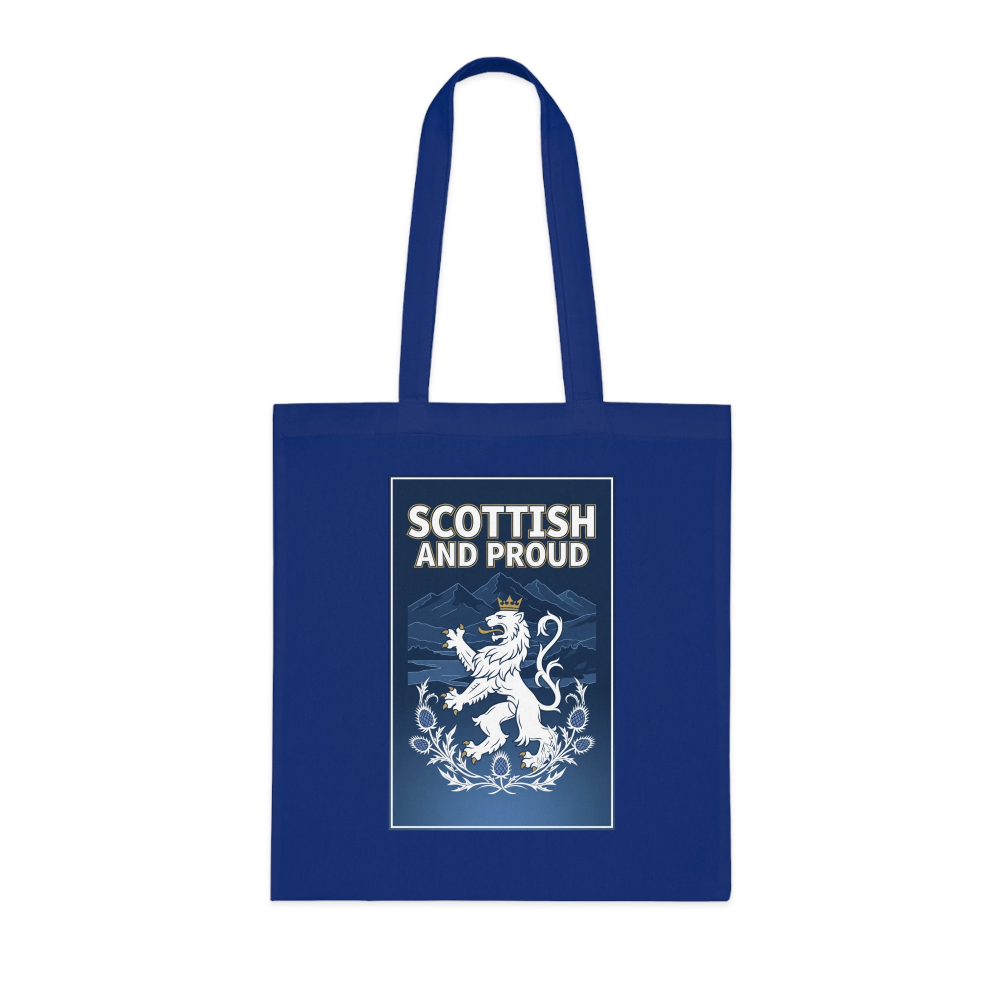 Scottish and Proud Tote Bag — Cotton Grocery & Market Tote with Lion Rampant Design