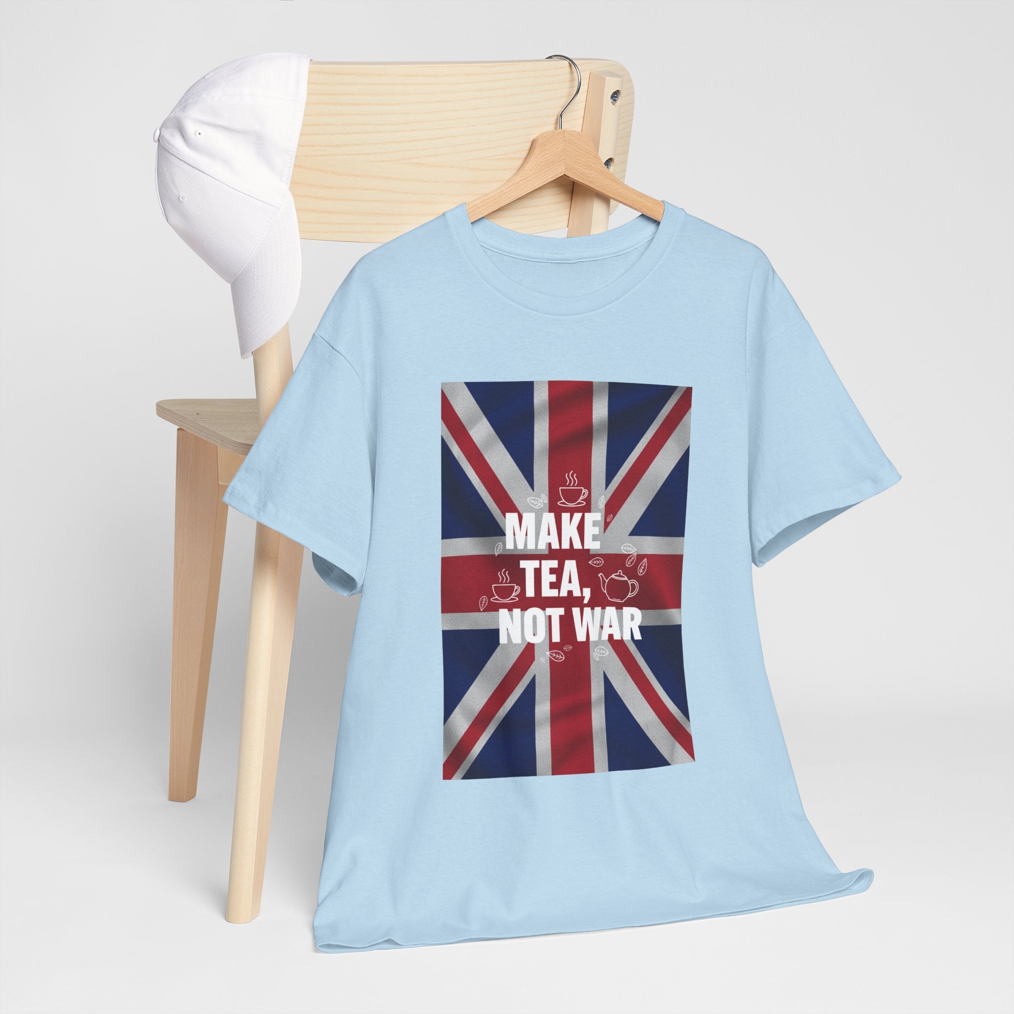 Make Tea, Not War T-Shirt — British Flag Peace Tea Tee
