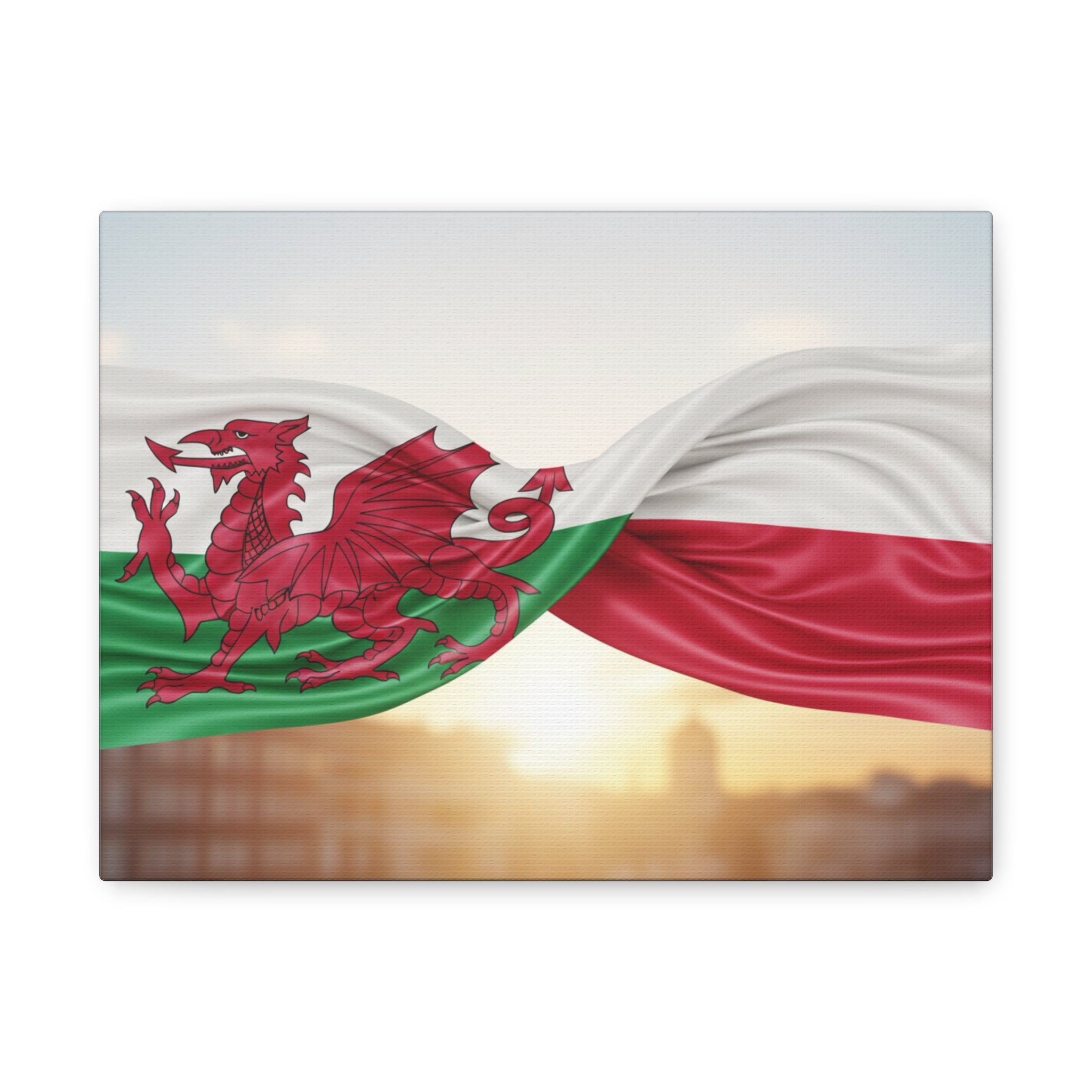 Welsh & Polish Flag Canvas Print — Stretched Matte Wall Art