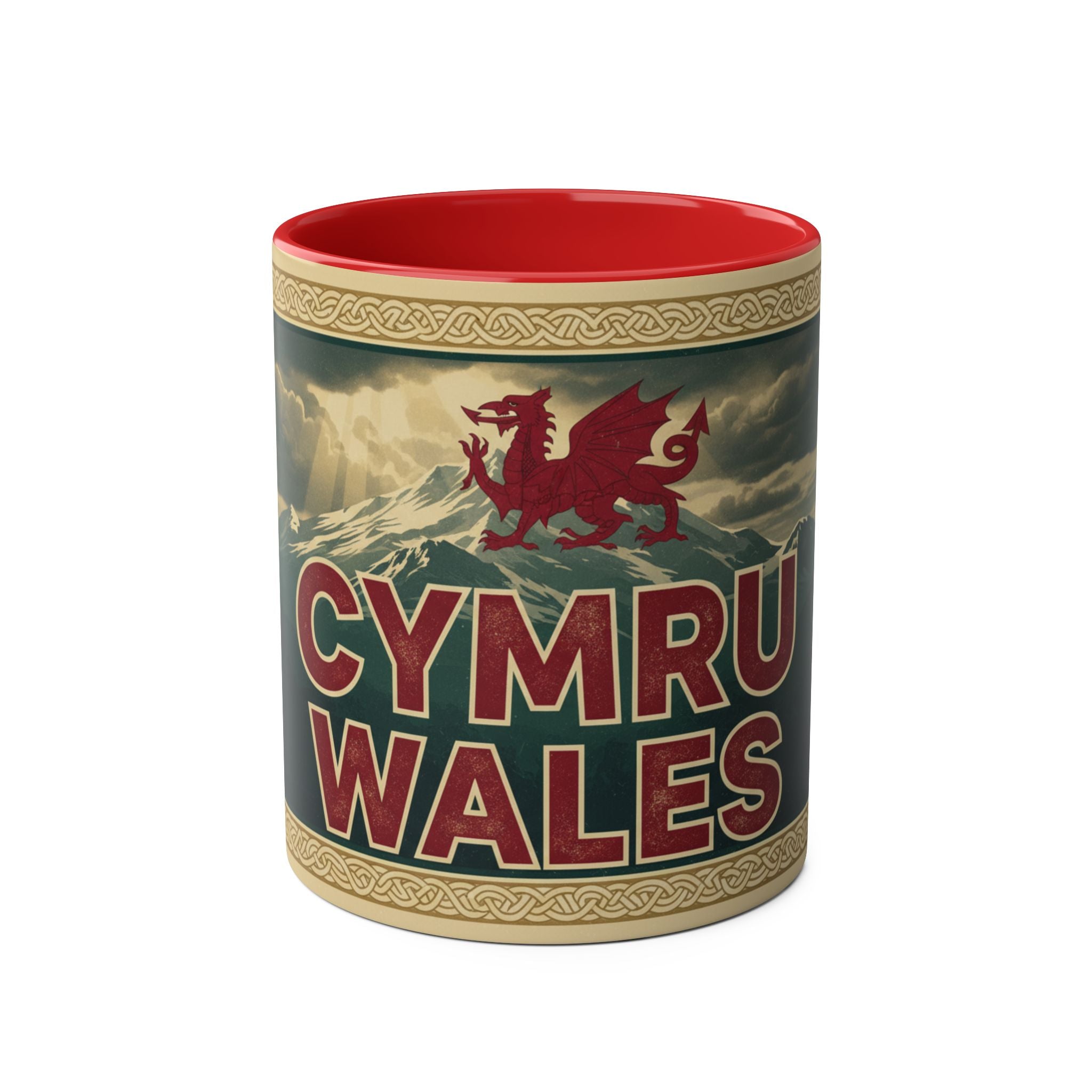 Cymru Wales Coffee Mug — Red Two-Tone 11oz Welsh Dragon Mug