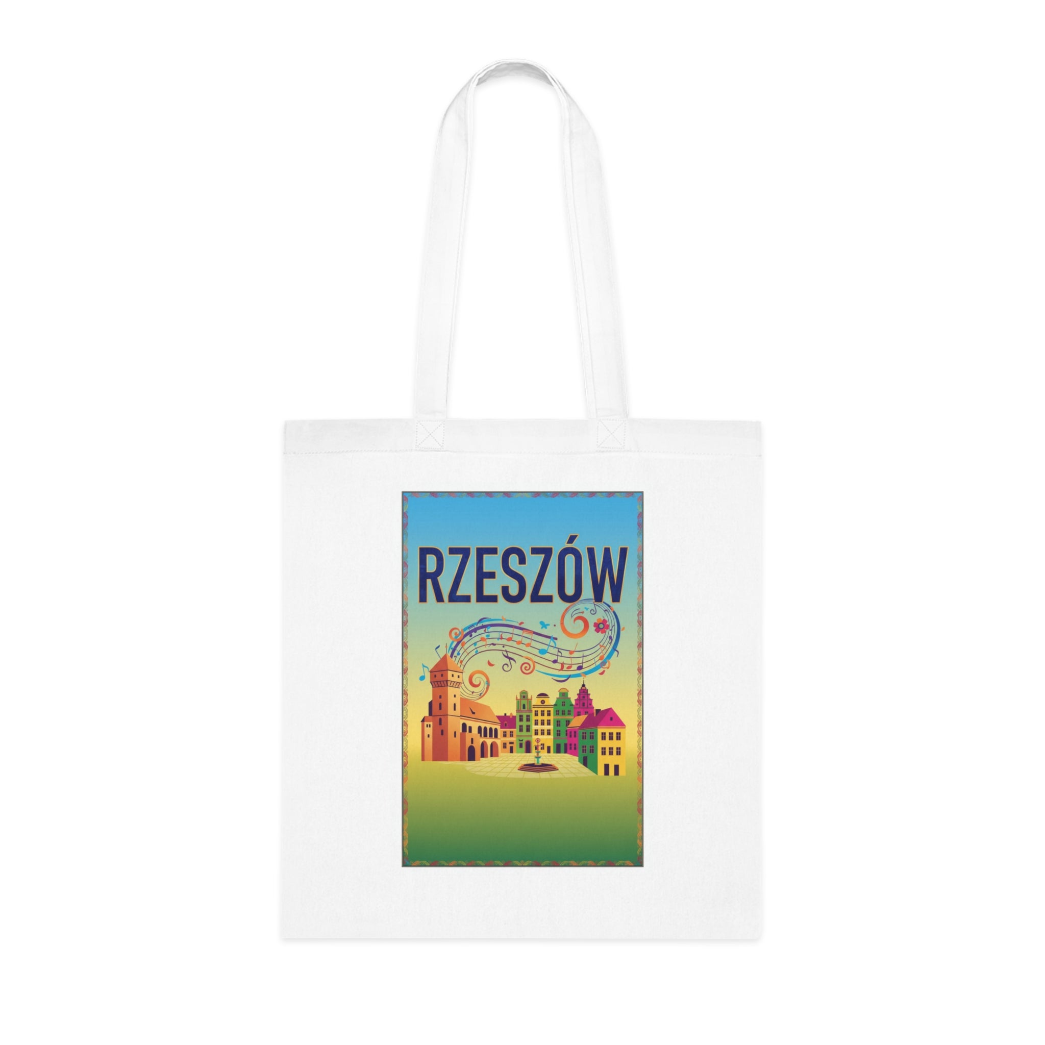 Rzeszów Vintage Travel Cotton Tote Bag — Colorful Cityscape Market Bag