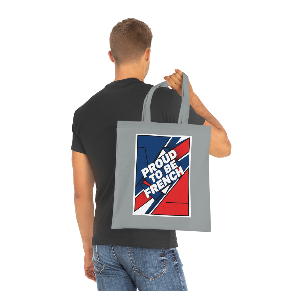 Proud to Be French Cotton Tote Bag — Blue & Red Patriotic Market Bag