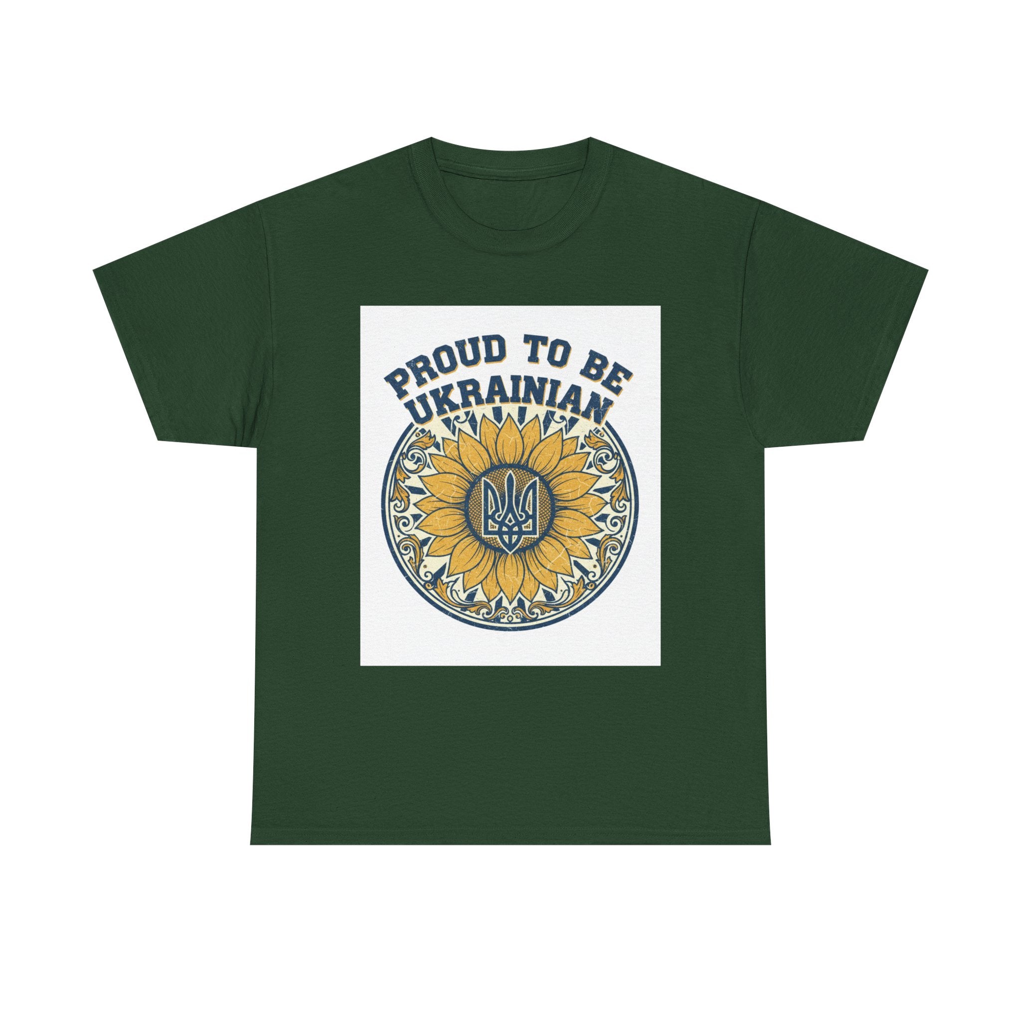 Proud to Be Ukrainian T-Shirt — Sunflower & Trident Pride Tee