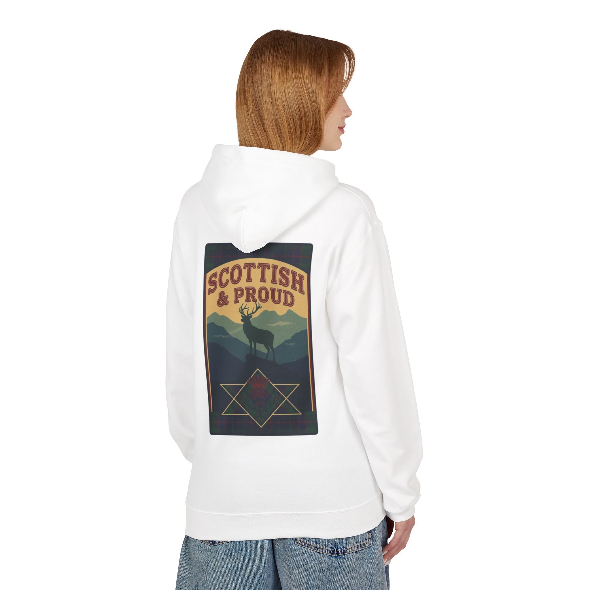 Scottish Hoodie — "Scottish & Proud" Vintage Stag Graphic Pullover