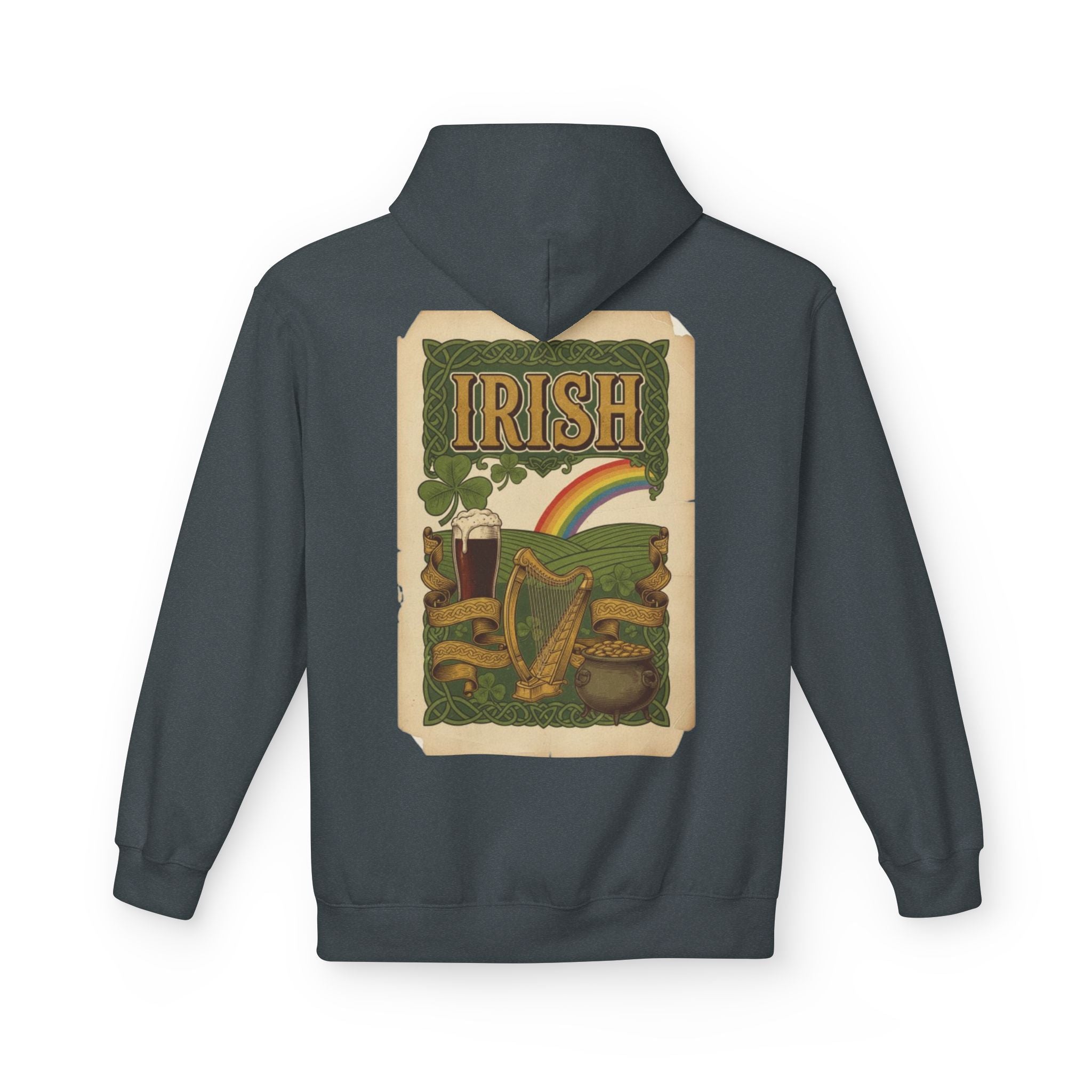 Irish Vintage Poster Hoodie – Retro Rainbow & Harp St. Patrick’s Sweatshirt