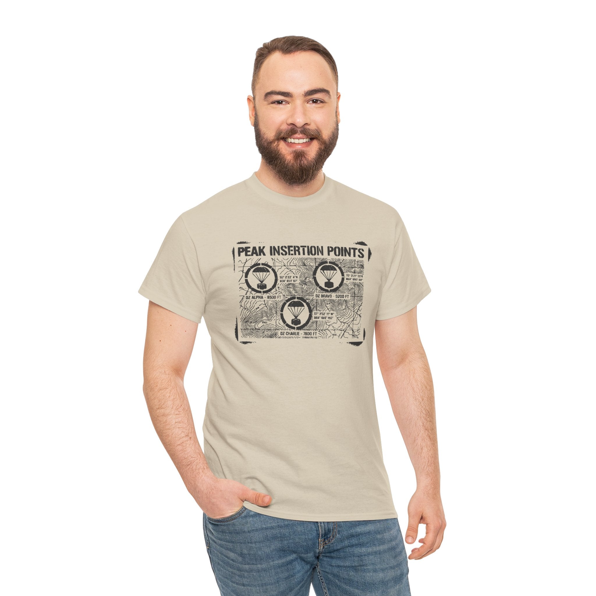 Retro Mountain Schematic Graphic T-Shirt — Technical Diagram Hiking Tee
