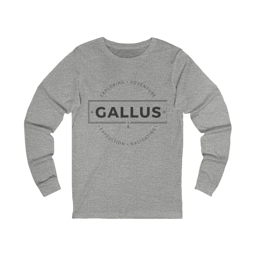 Gallus Logo Long Sleeve Tee — Minimal Vintage Badge Graphic Shirt
