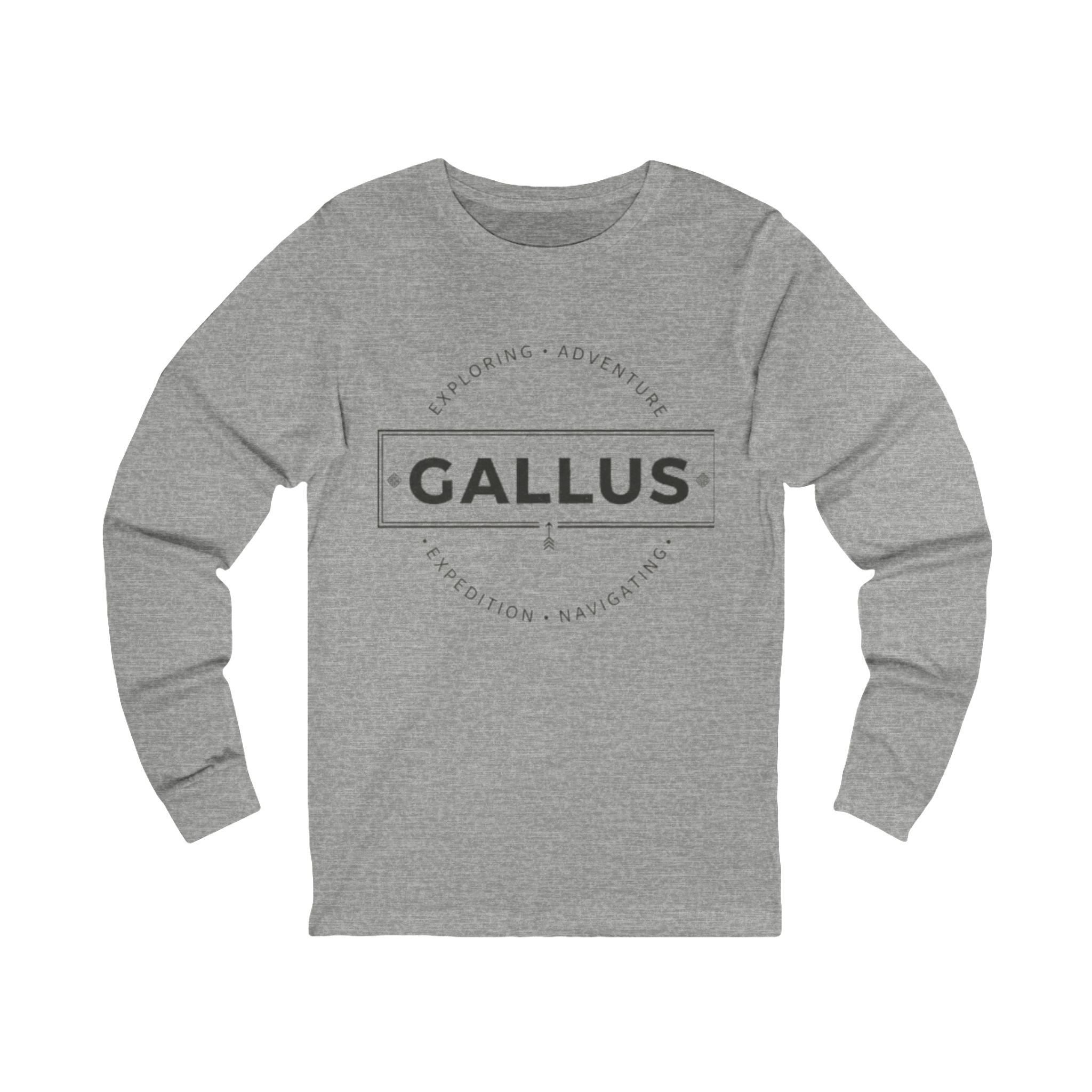 Gallus Logo Long Sleeve Tee — Minimal Vintage Badge Graphic Shirt