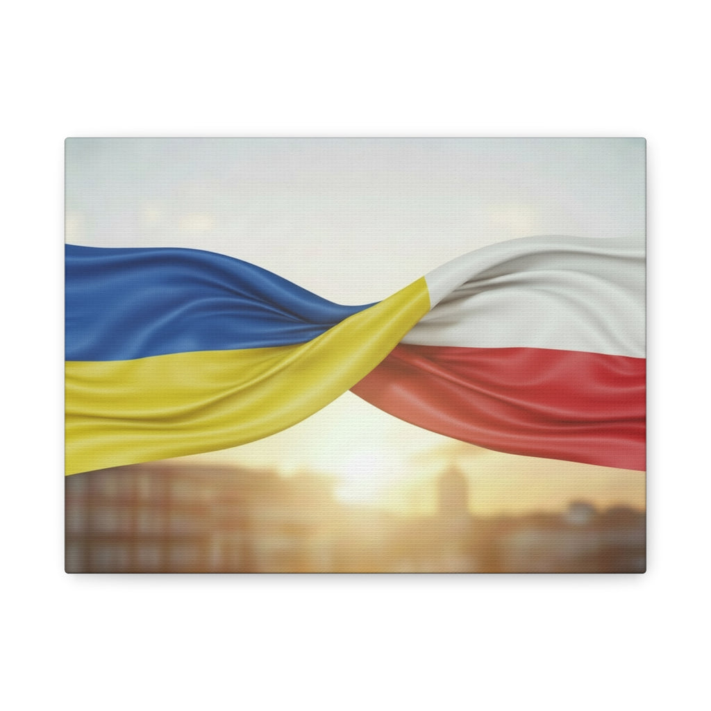 Ukrainian and Polish Flags Intertwined (Matte Stretched)