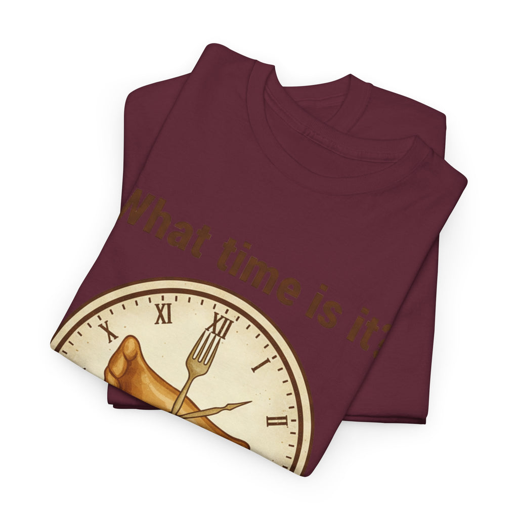Pierogi Time T‑Shirt — "What time is it? Pierogi time!" Vintage Clock Food Tee