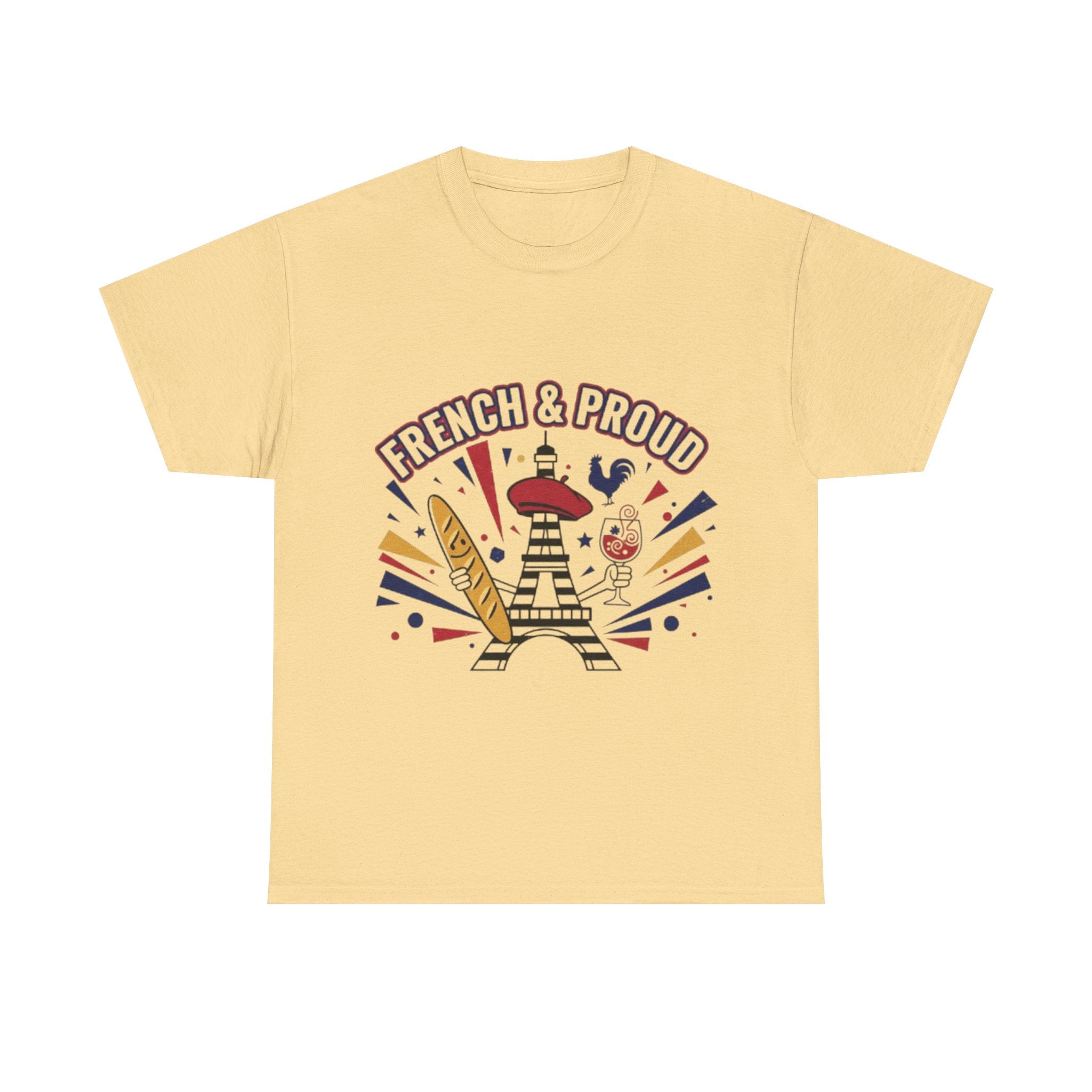 French & Proud T-Shirt — Eiffel Tower, Baguette & Wine Graphic Tee