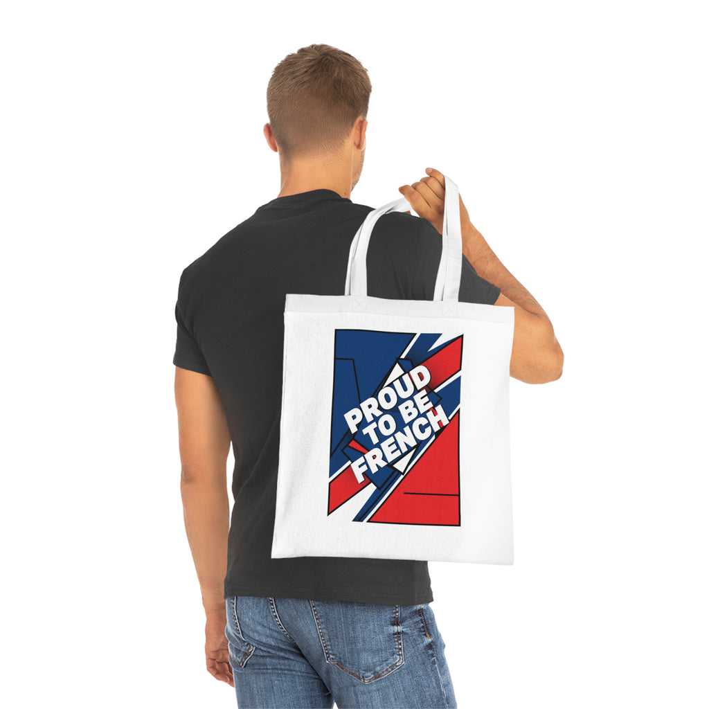Proud to Be French Cotton Tote Bag — Blue & Red Patriotic Market Bag
