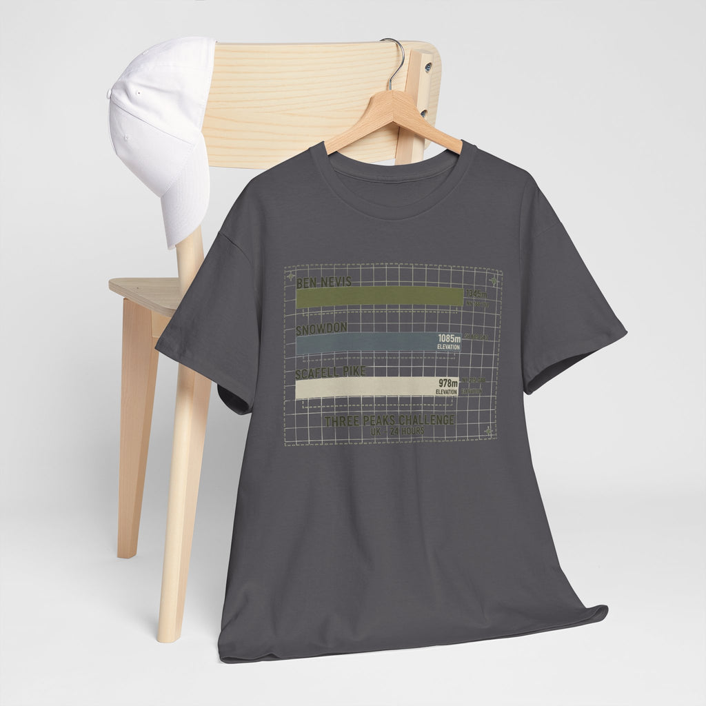 Three Peaks Challenge Graphic T-Shirt — Retro UK Mountain Hiking Tee