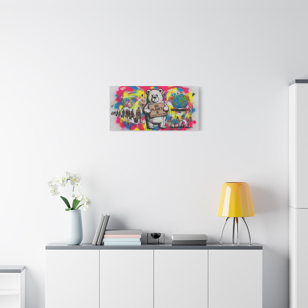 No Planet B Polar Bear Matte Canvas Wall Art — Climate Justice Stretched Canvas