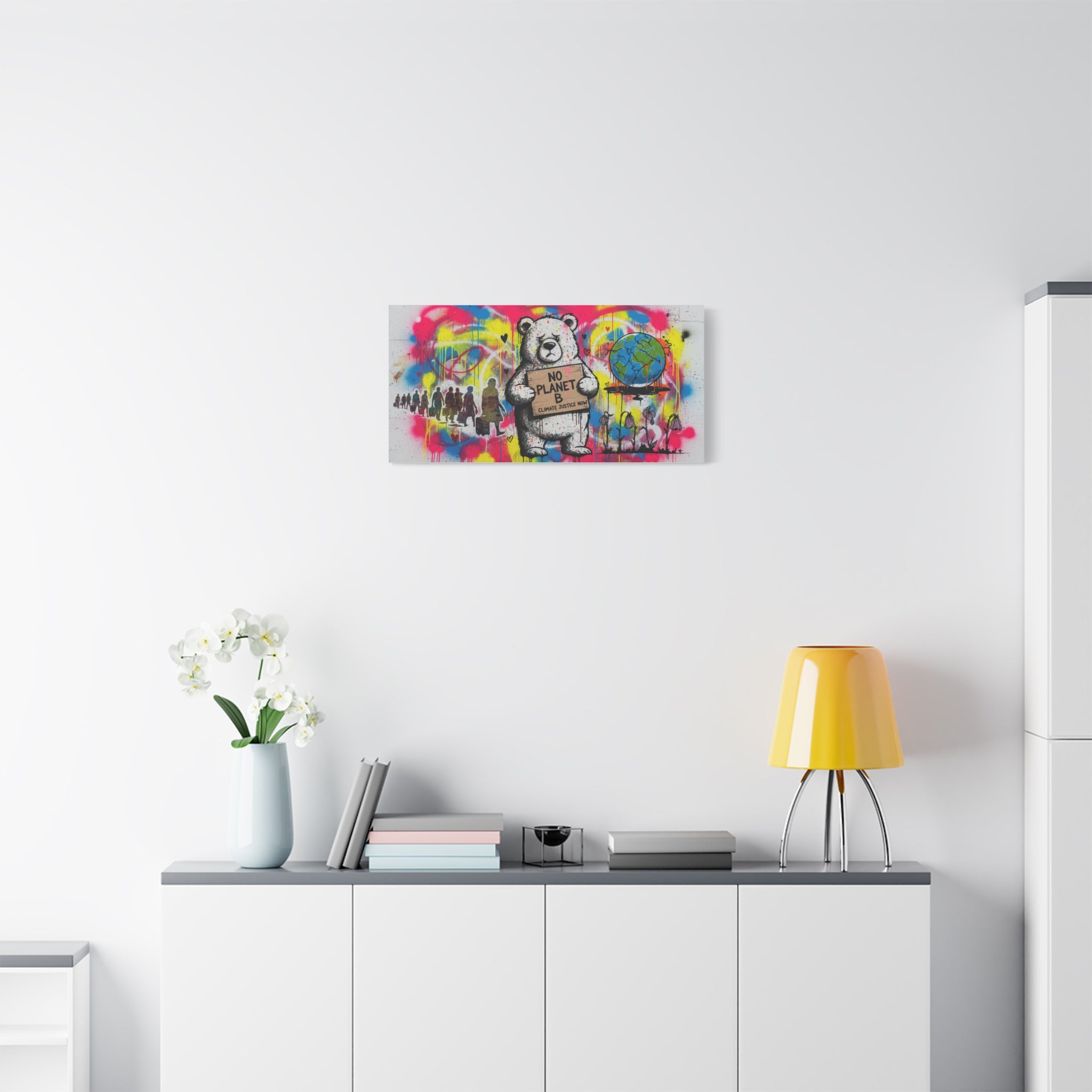 No Planet B Polar Bear Matte Canvas Wall Art — Climate Justice Stretched Canvas